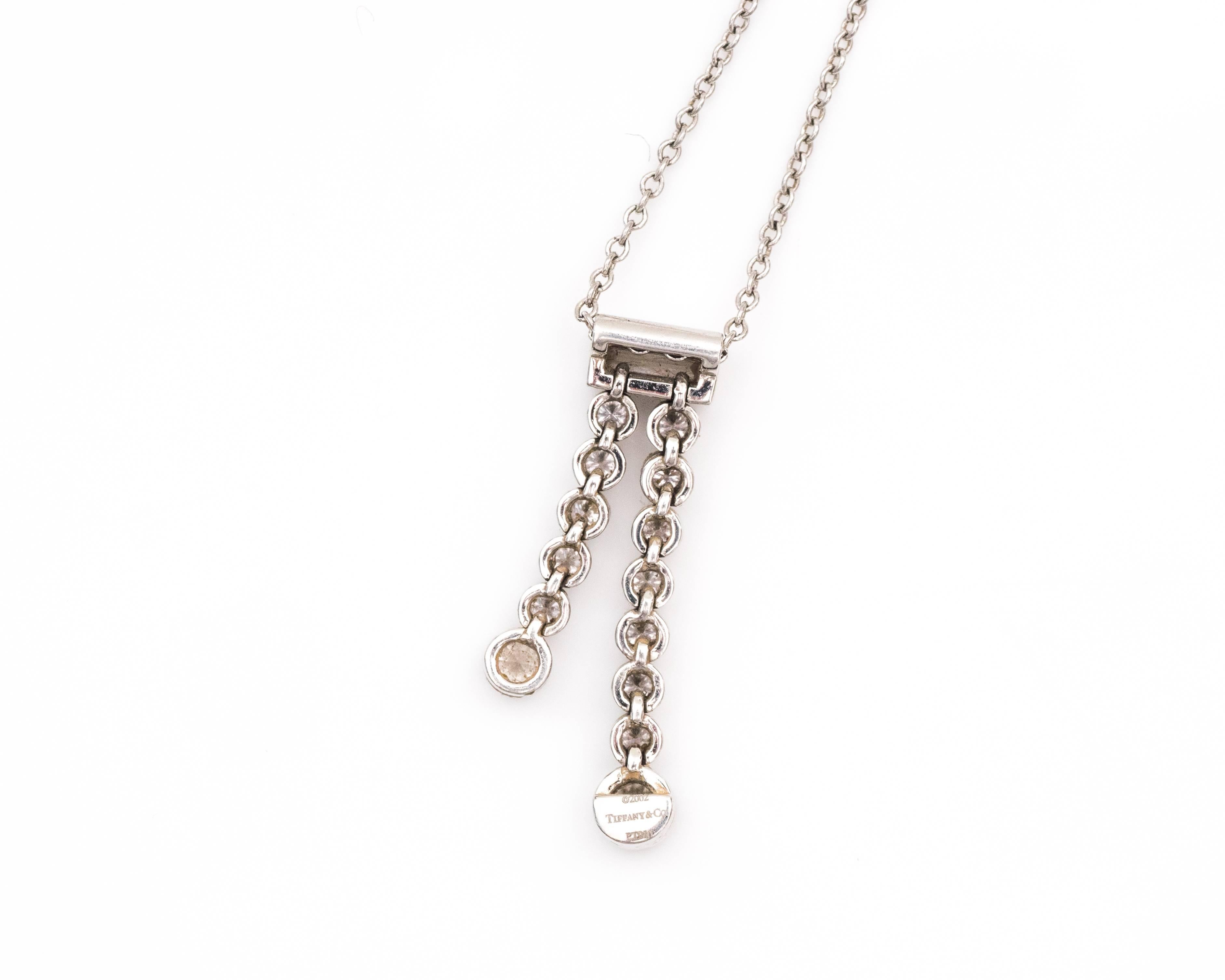 Modern Tiffany & Co. Platinum Diamond Jazz Double Drop Pendant Necklace