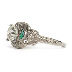 GIA Certified Circular Brilliant Emerald Diamond White Gold Engagement Ring