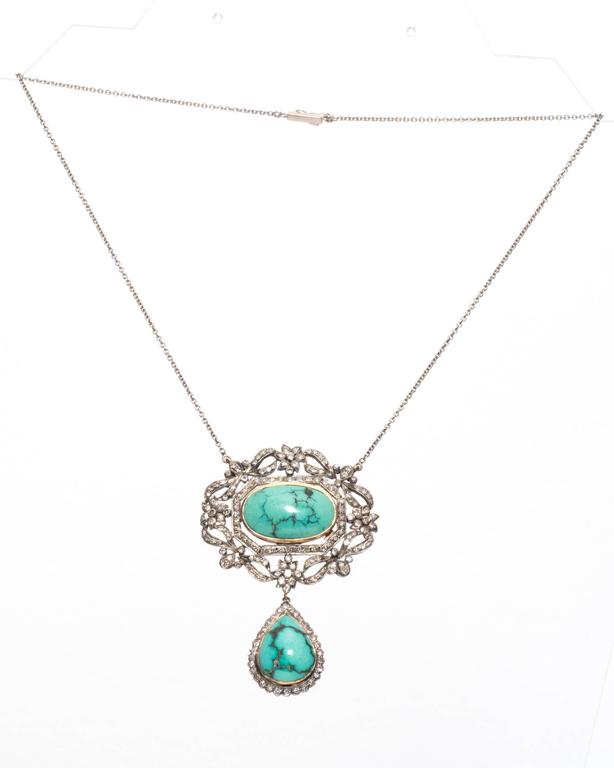 1800s Victorian .70 Carat Diamond 12 Carat Turquoise 18 Karat Gold ...