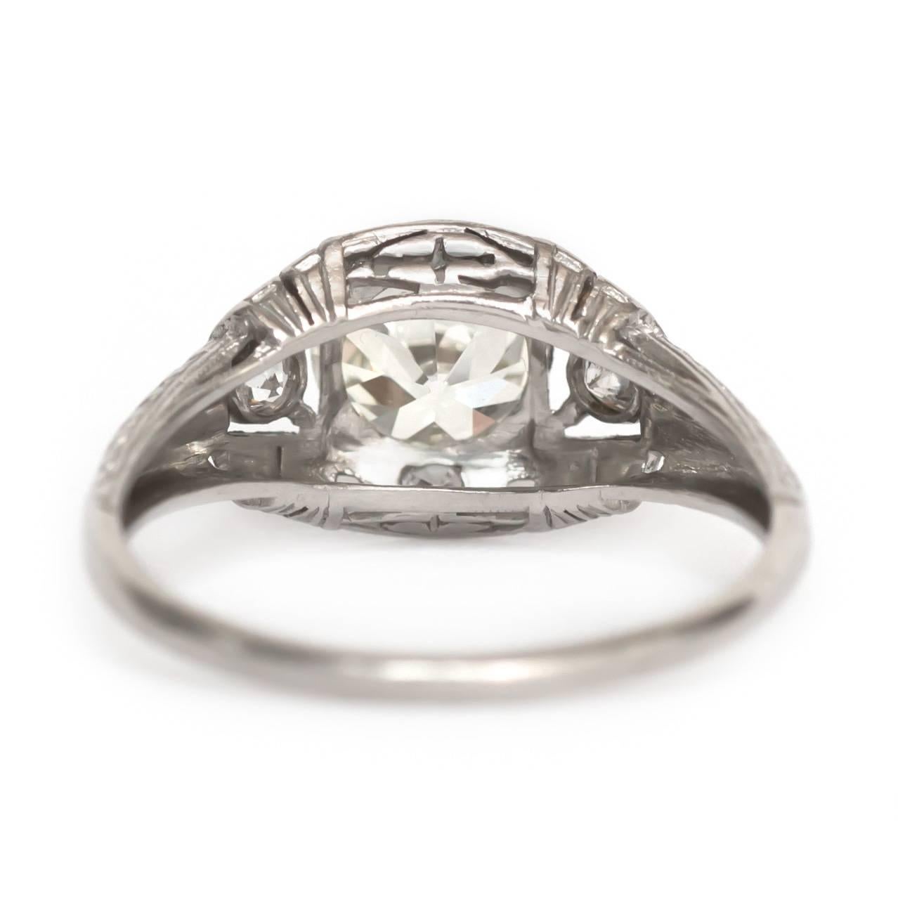 1920s Art Deco 1.05 Carat Old European Diamond and Platinum Engagement Ring In Excellent Condition For Sale In Atlanta, GA