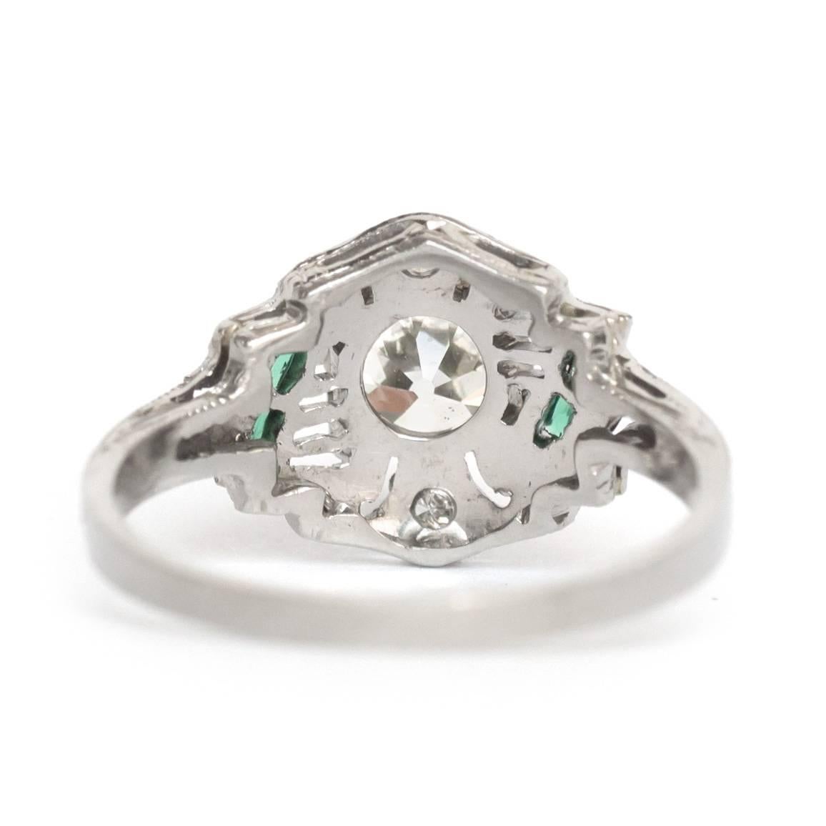 Women's 1920s Art Deco White Gold GIA Certified Old European Brilliant Cut Diamond Ring
