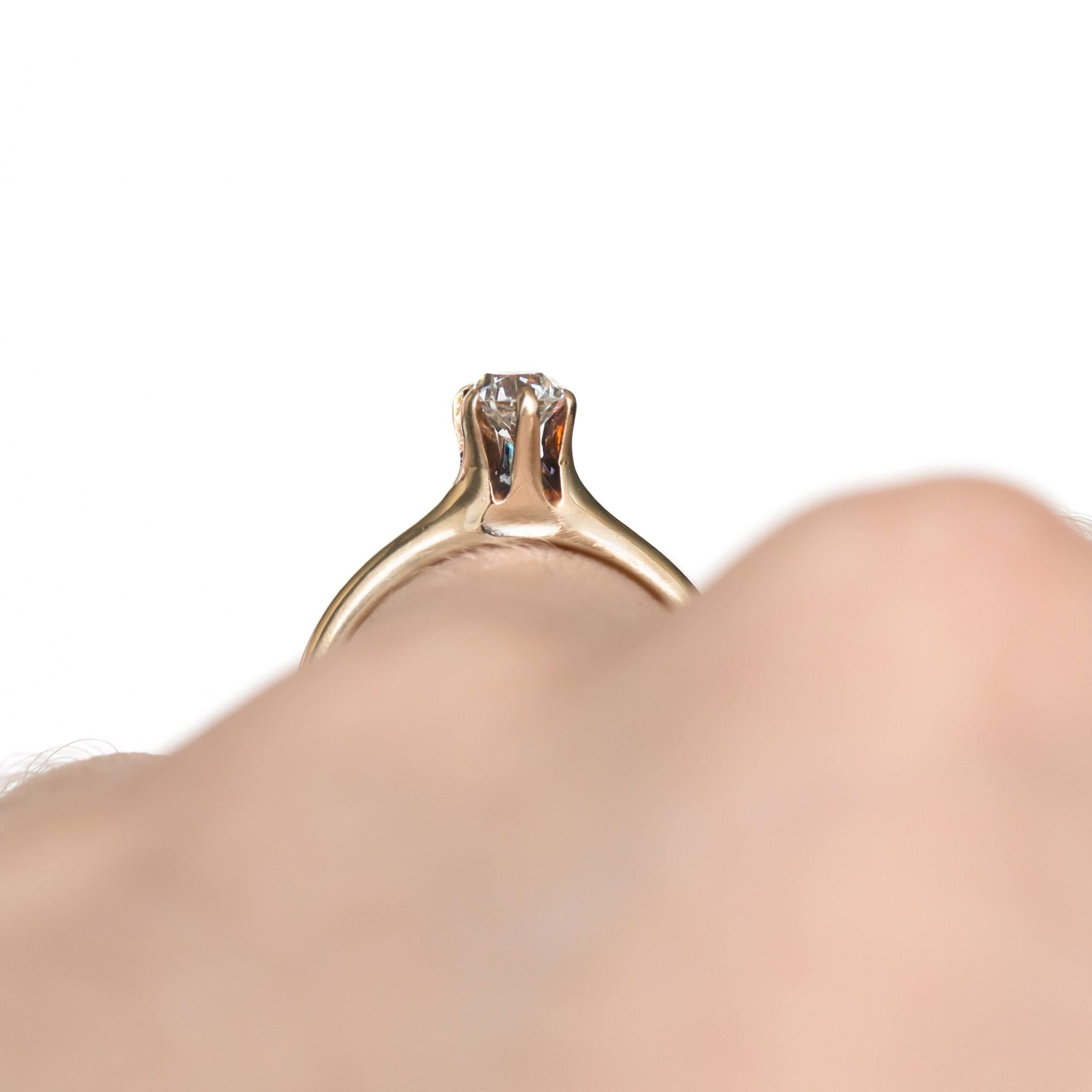 1880s Victorian 9 Karat Gold GIA Certified Circular Brilliant Diamond Ring For Sale 1