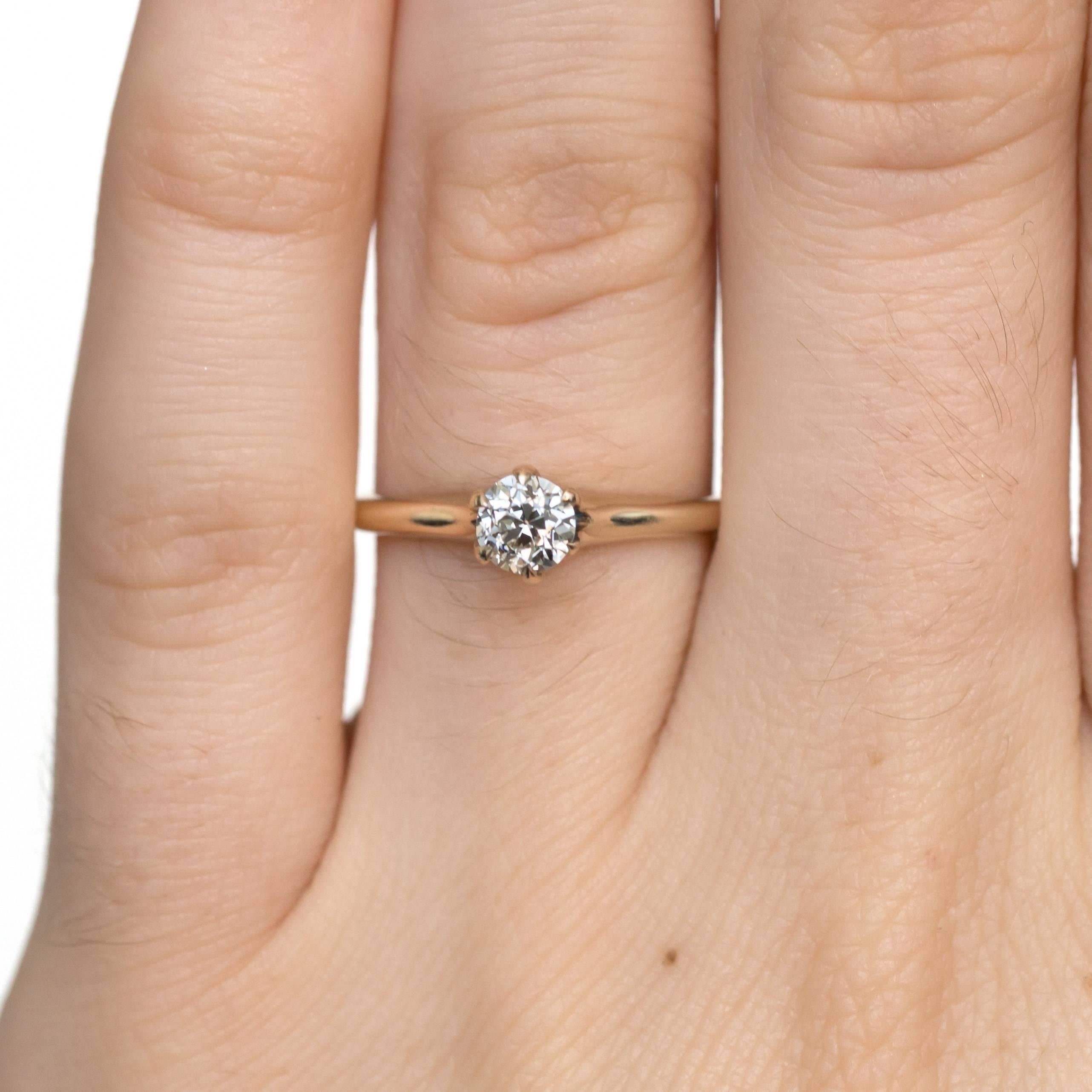 Women's 1880s Victorian 9 Karat Gold GIA Certified Circular Brilliant Diamond Ring For Sale