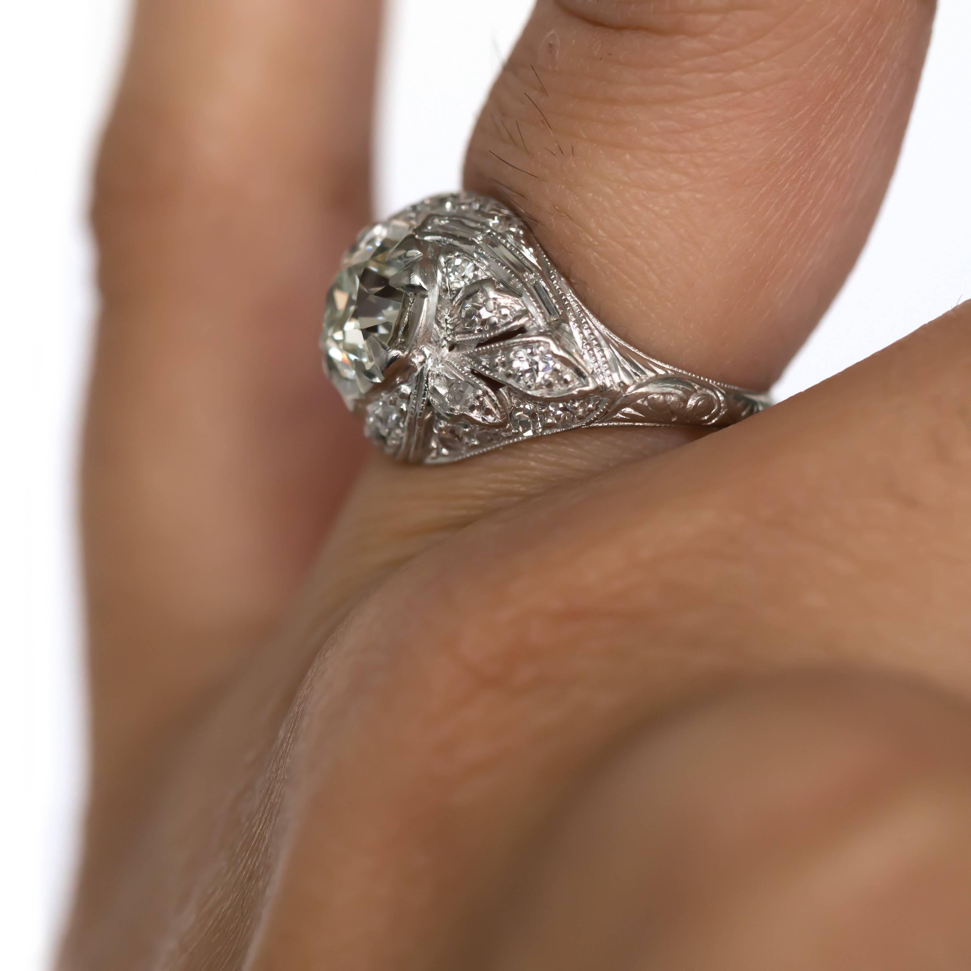 1930s Art Deco Platinum 1.02 Carat Old European Cut Diamond Engagement Ring 2