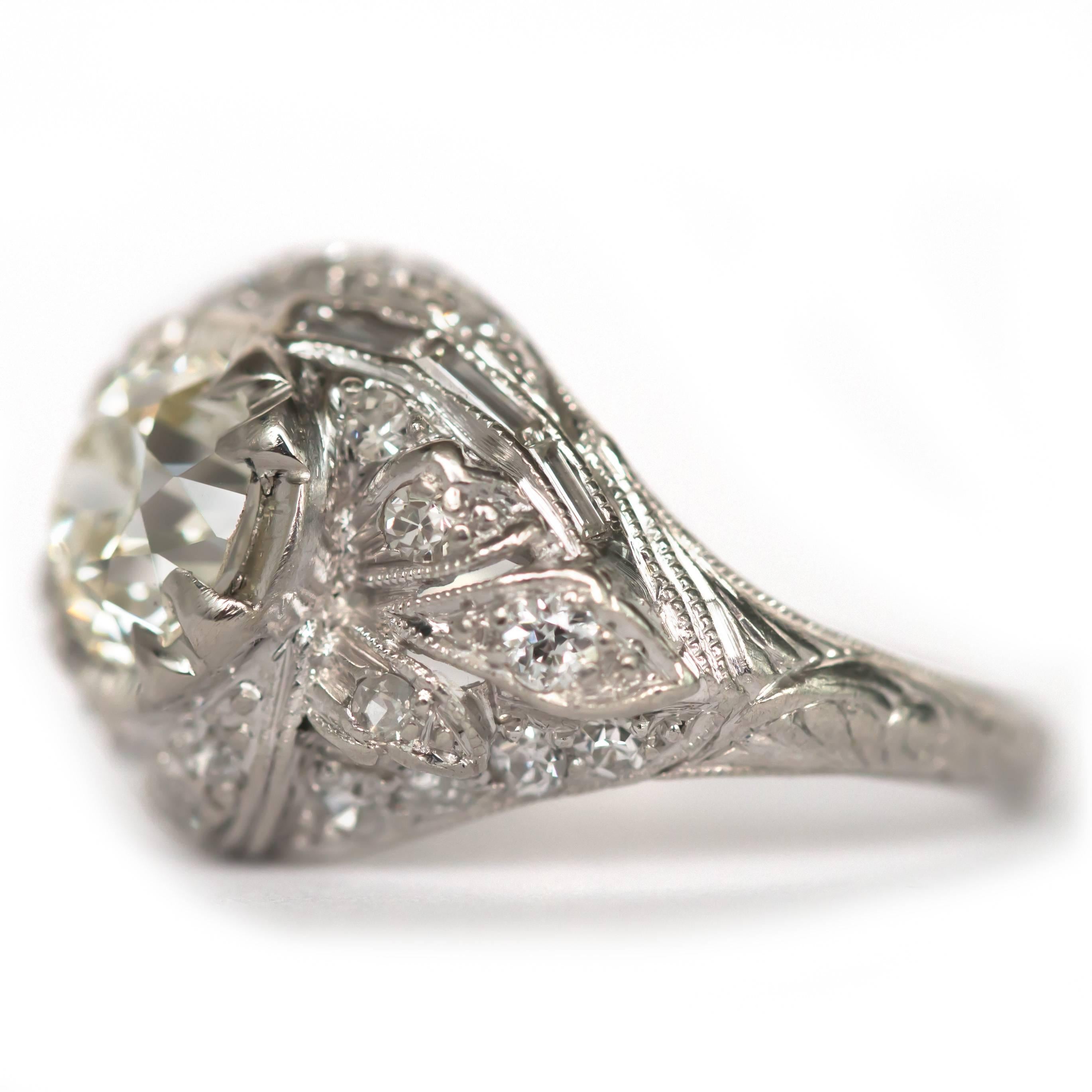 1930s Art Deco Platinum 1.02 Carat Old European Cut Diamond Engagement Ring In Excellent Condition In Atlanta, GA