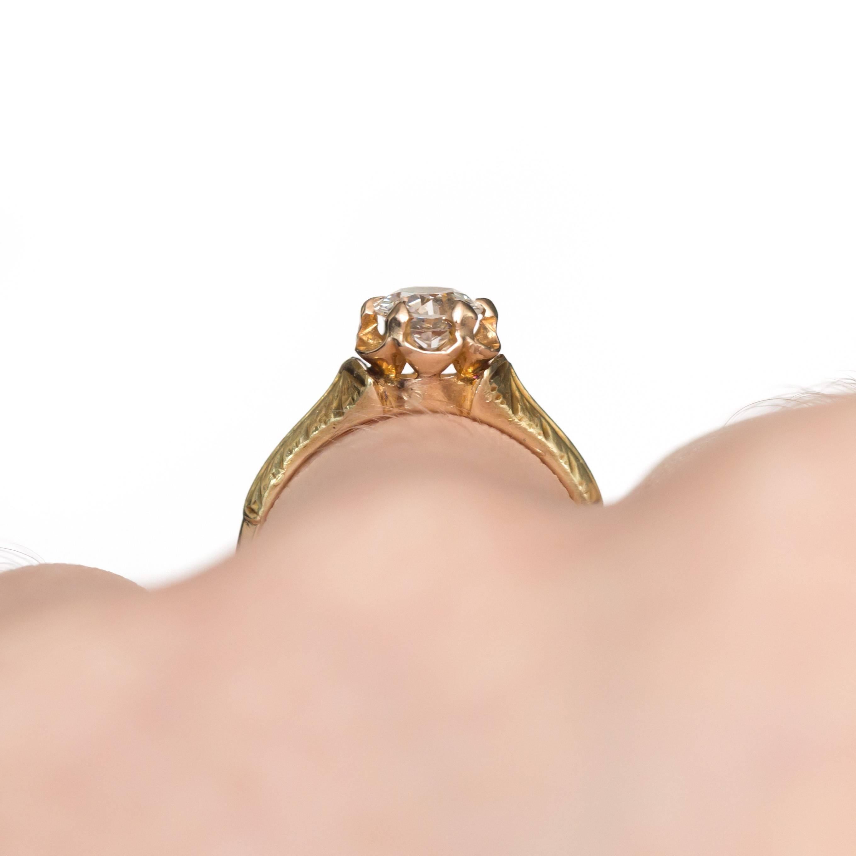 Women's 1910 Edwardian .54 Carat Old European Brilliant Diamond Gold Engagement Ring