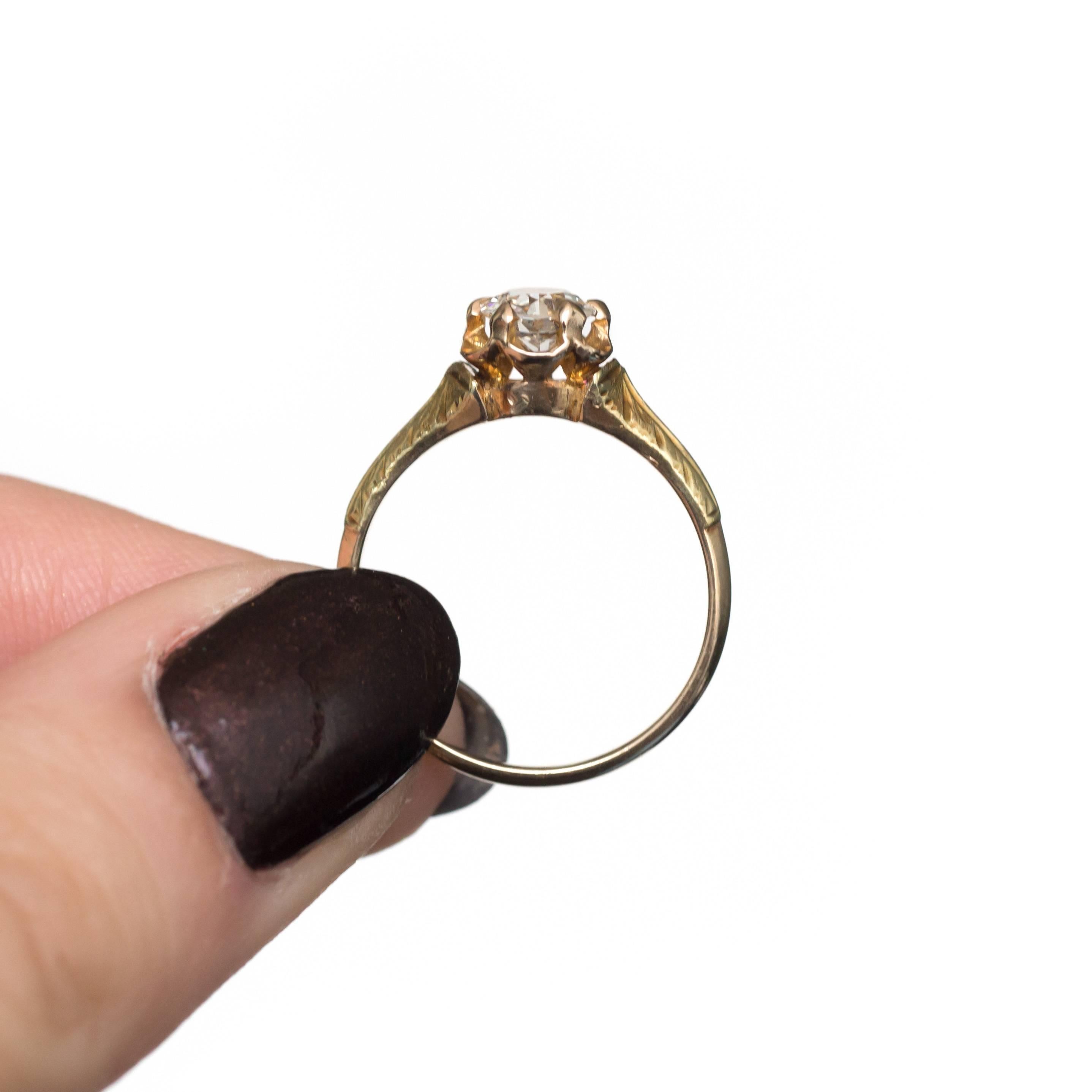 1910 Edwardian .54 Carat Old European Brilliant Diamond Gold Engagement Ring 1