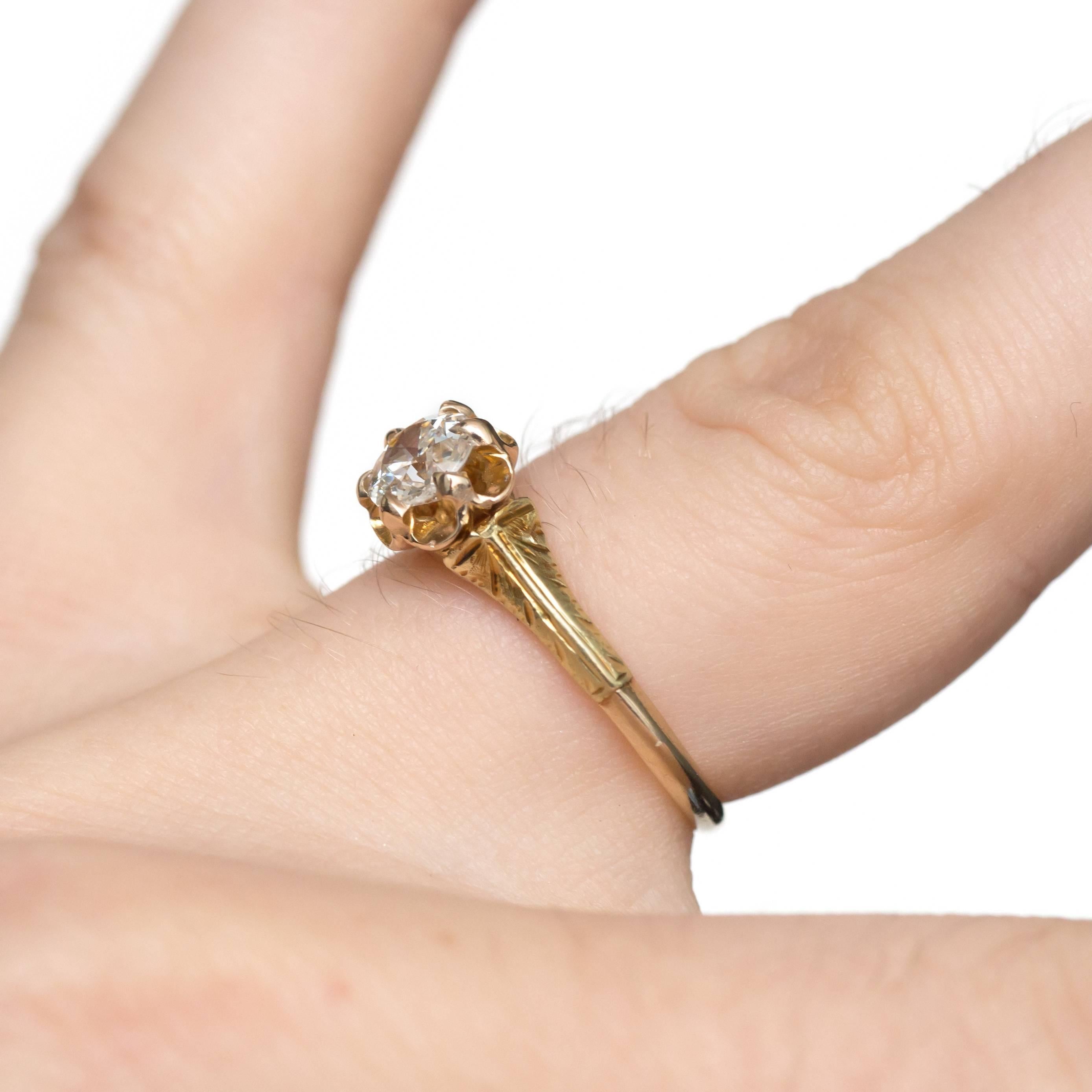 1910 Edwardian .54 Carat Old European Brilliant Diamond Gold Engagement Ring In Excellent Condition In Atlanta, GA