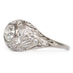 1920 Art Deco .74 Carat Circular Brilliant Cut Diamond Platinum Engagement Ring