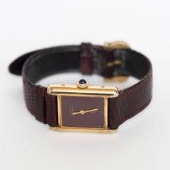 Cartier yellow gold silver vermeil Must de Cartier Tank Manual Wristwatch, 1977