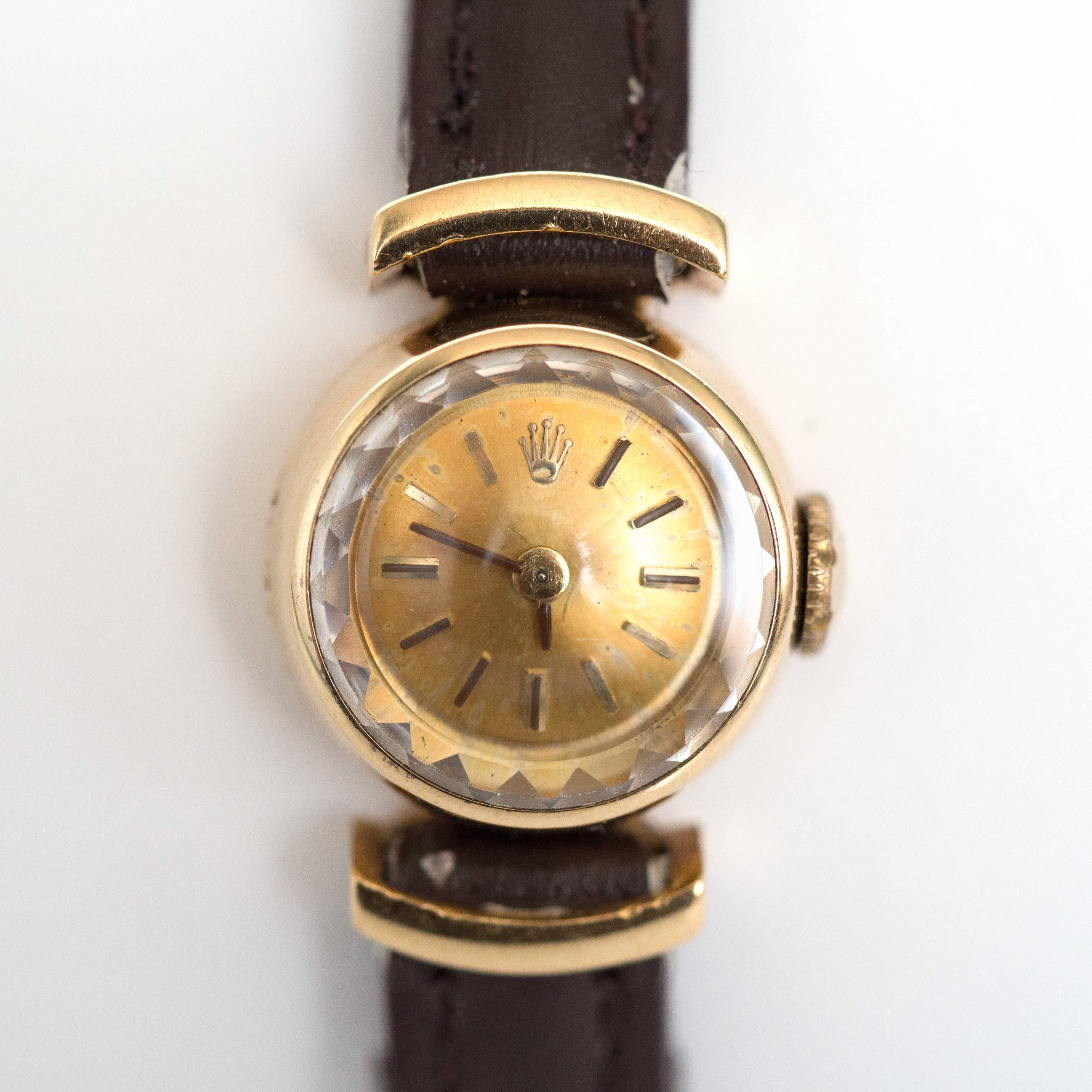 Rolex Yellow Gold Manual Wind Wristwatch, 1930s In Excellent Condition In Atlanta, GA