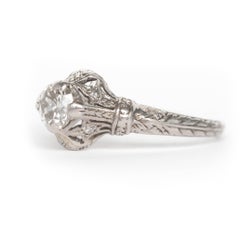 1910 Edwardian Platinum .40 Carat Old European Brilliant Diamond Engagement Ring