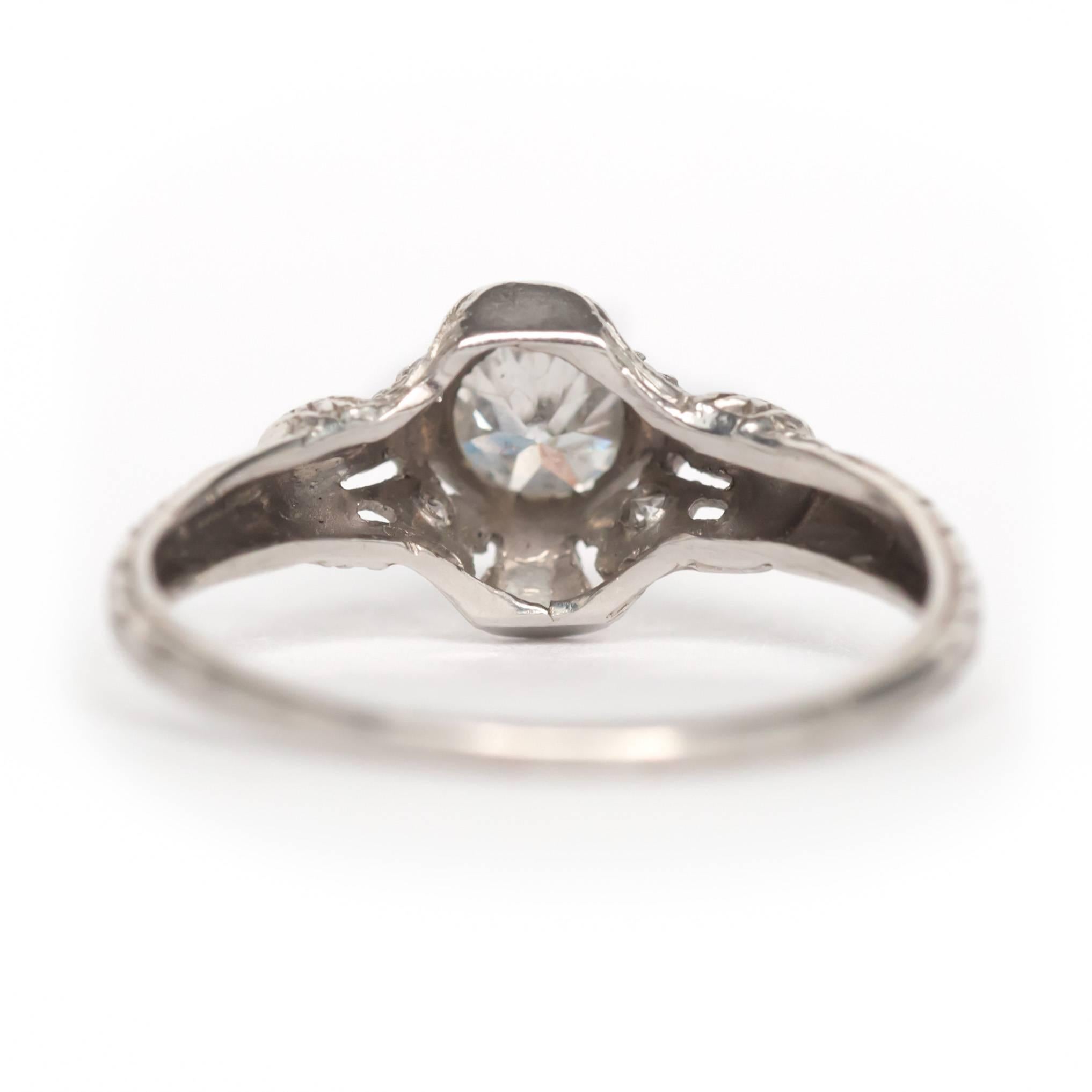 Women's 1910 Edwardian Platinum .40 Carat Old European Brilliant Diamond Engagement Ring For Sale