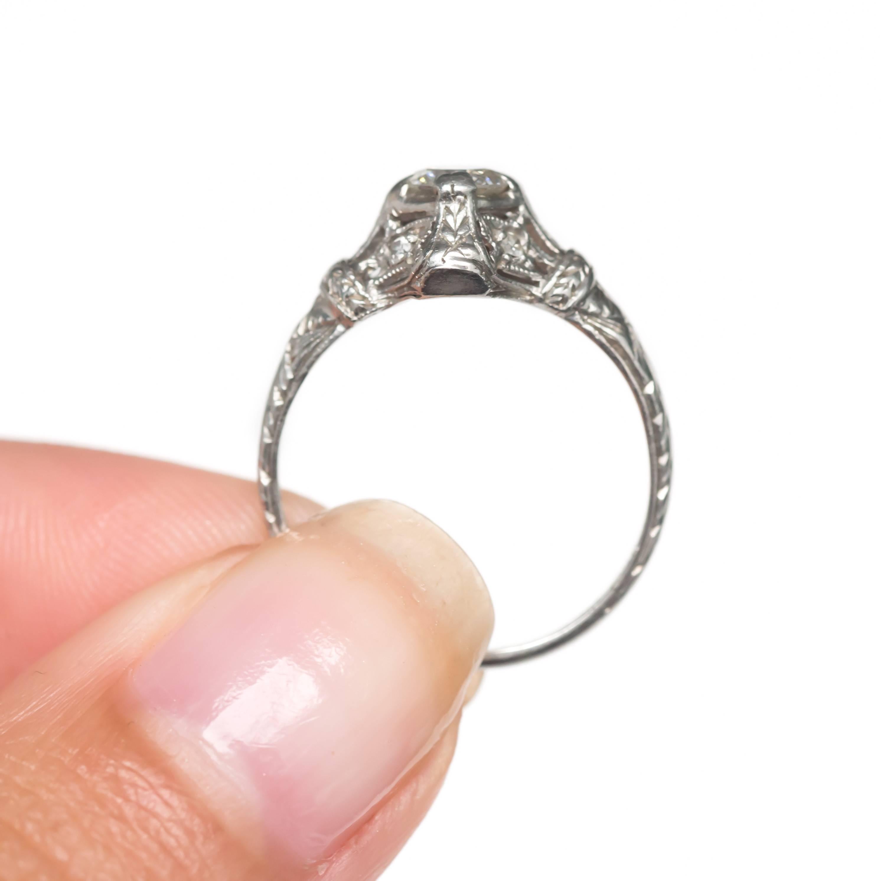 1910 Edwardian Platinum .40 Carat Old European Brilliant Diamond Engagement Ring For Sale 1