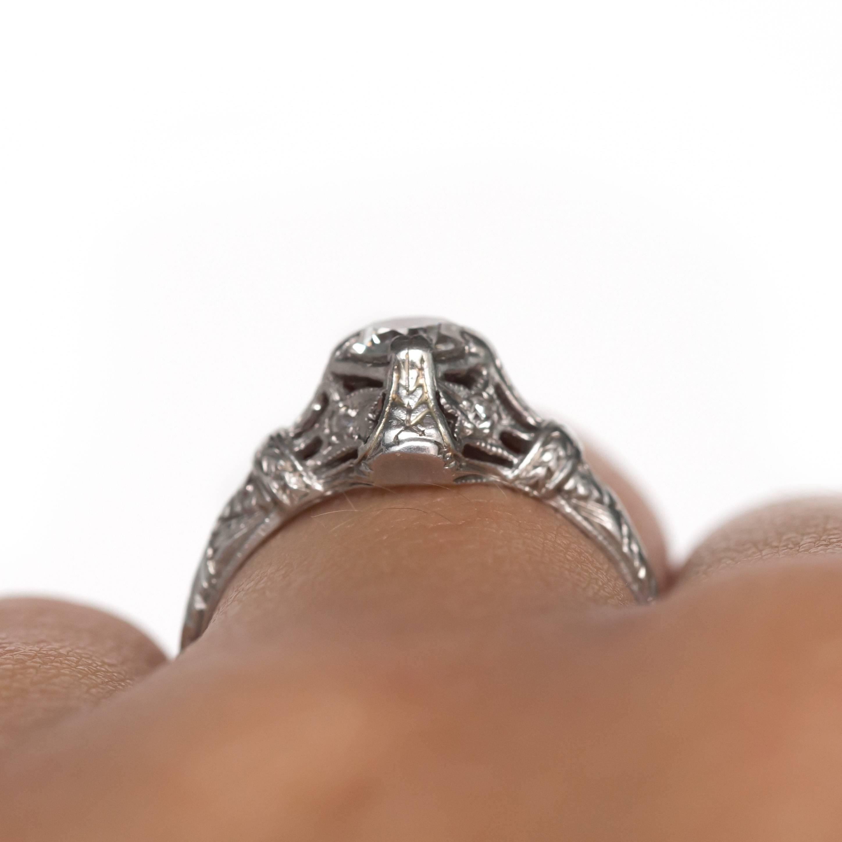 1910 Edwardian Platinum .40 Carat Old European Brilliant Diamond Engagement Ring For Sale 4