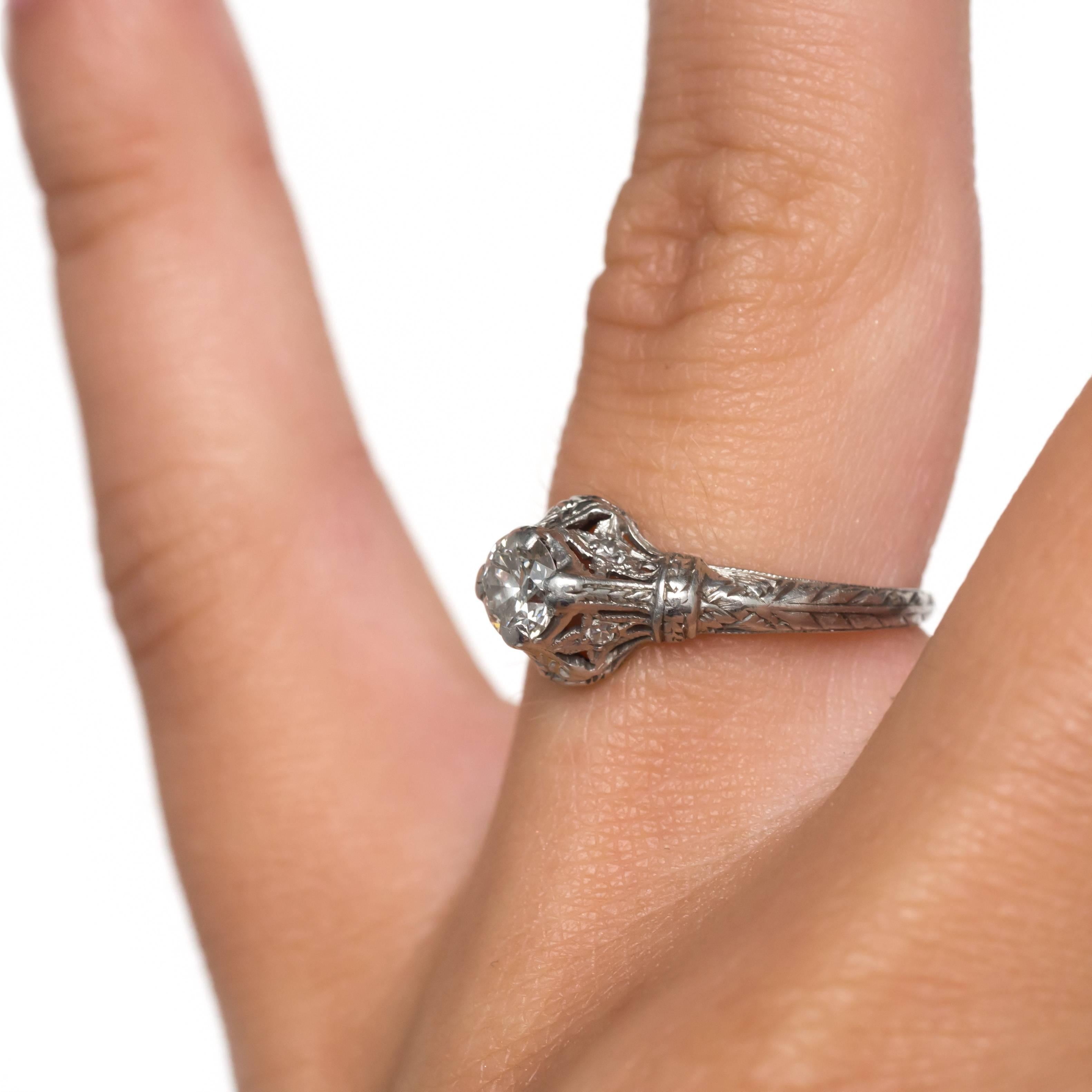 1910 Edwardian Platinum .40 Carat Old European Brilliant Diamond Engagement Ring For Sale 3