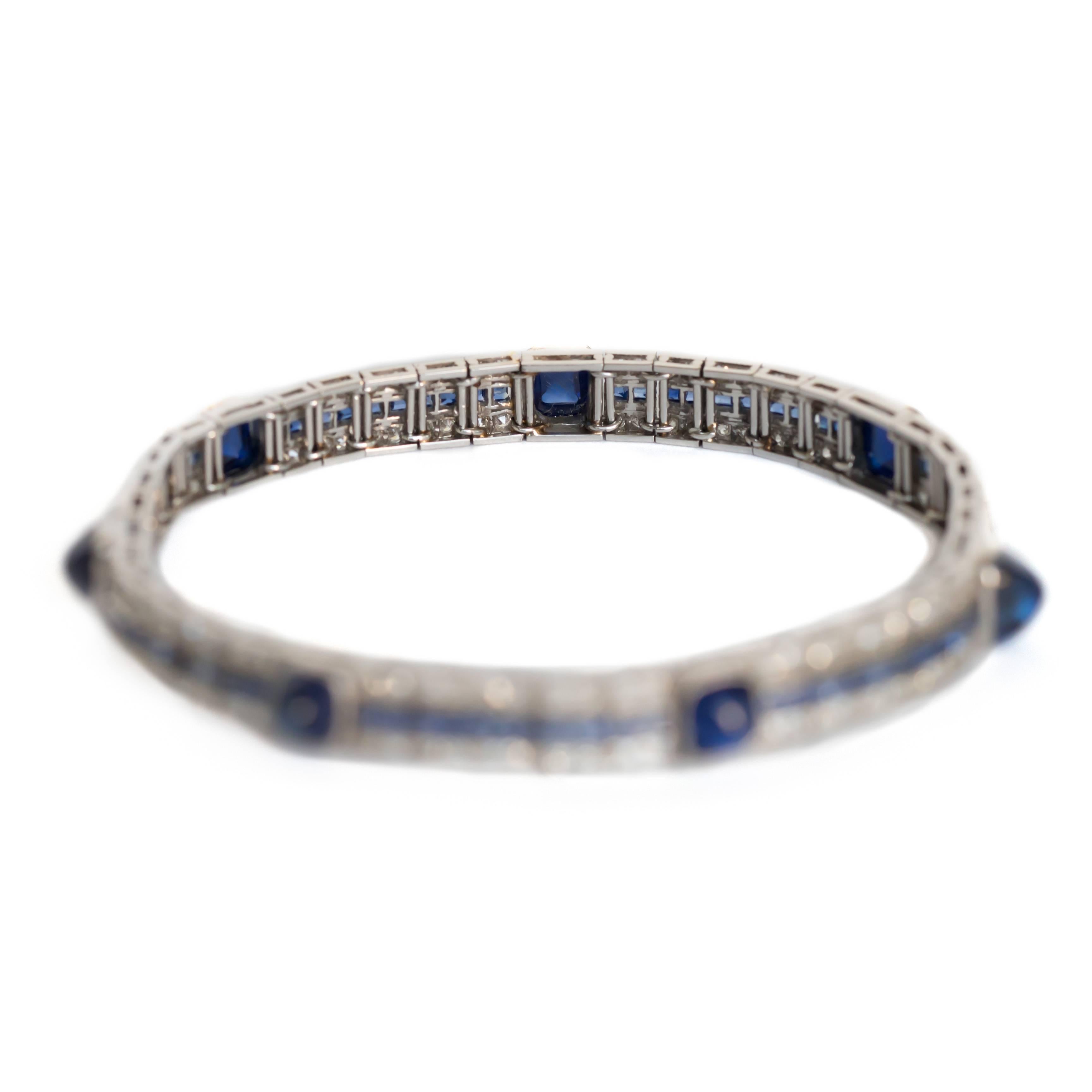 Art Deco 1920s Cabochon Sapphire Diamond Bracelet