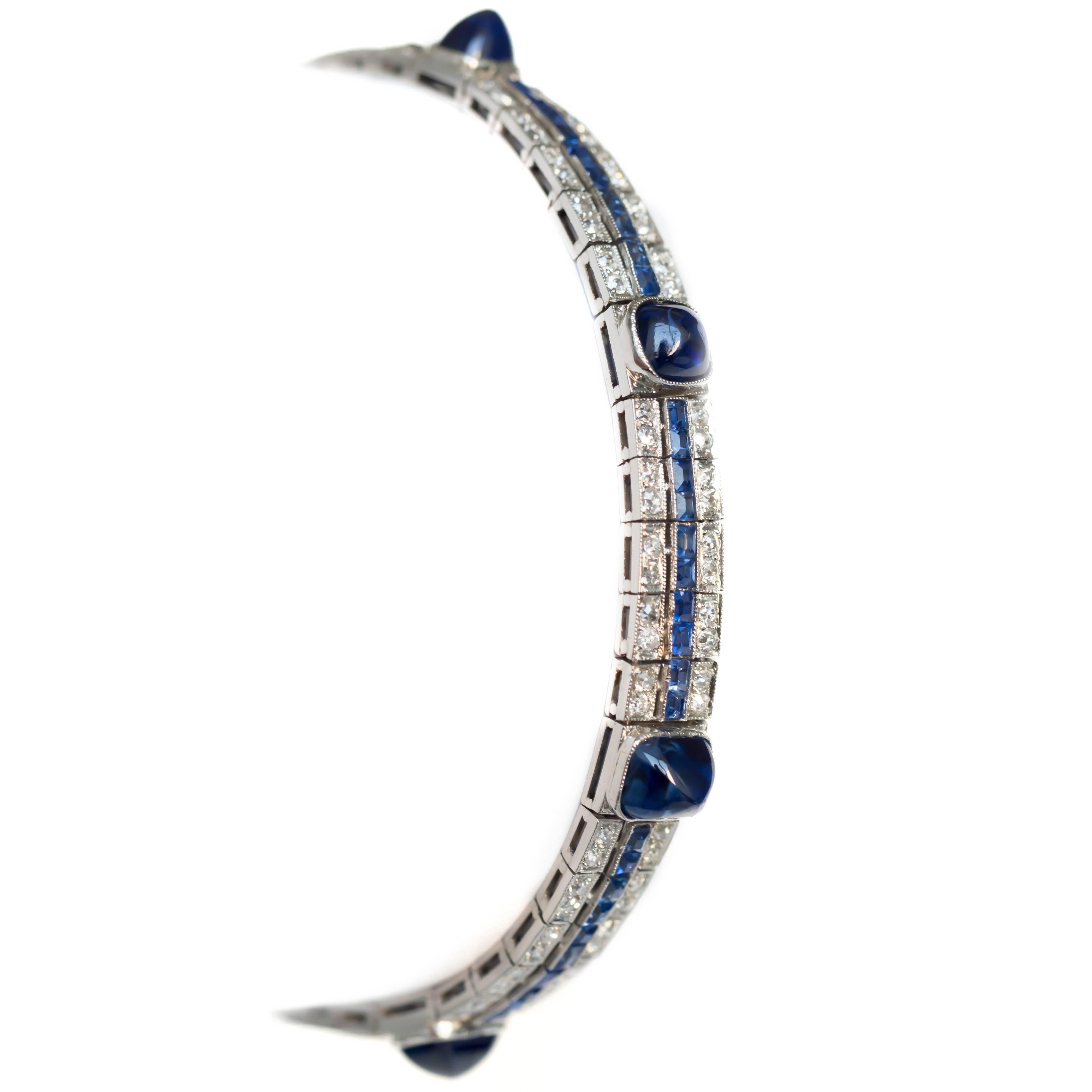 1920s Cabochon Sapphire Diamond Bracelet 1
