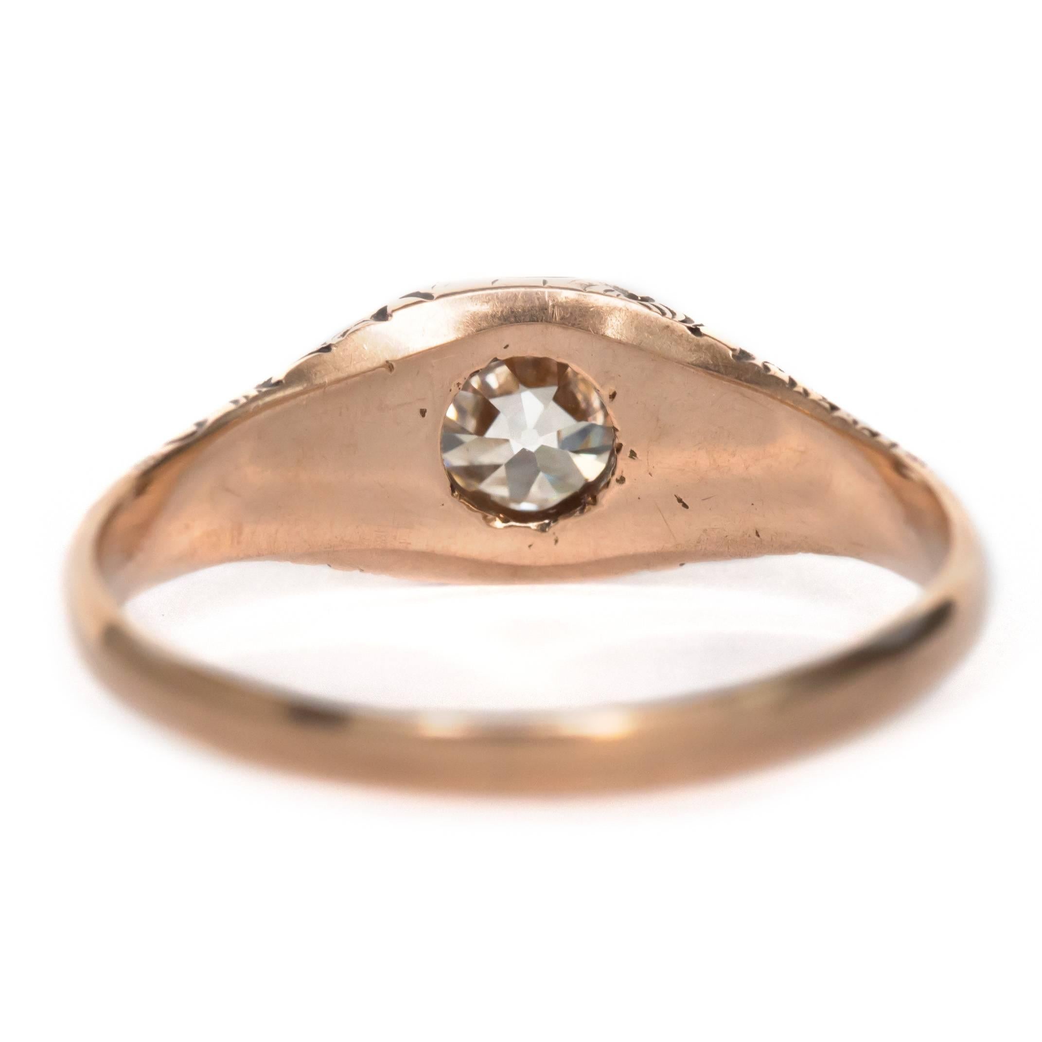 Women's 1900 Late Victorian 14 Karat Yellow Gold 0.86 Carat Diamond Engagement Ring