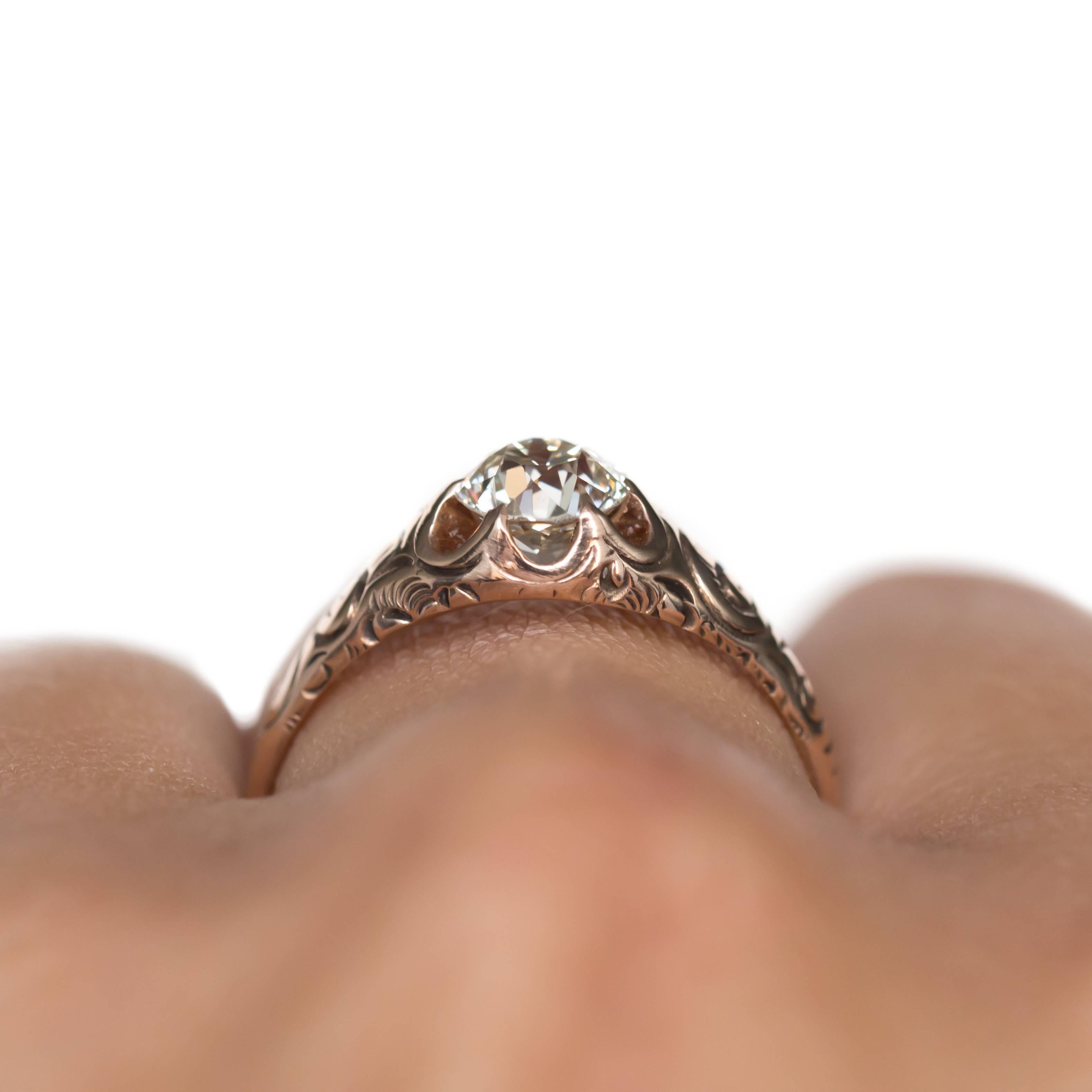 1900 Late Victorian 14 Karat Yellow Gold 0.86 Carat Diamond Engagement Ring 4
