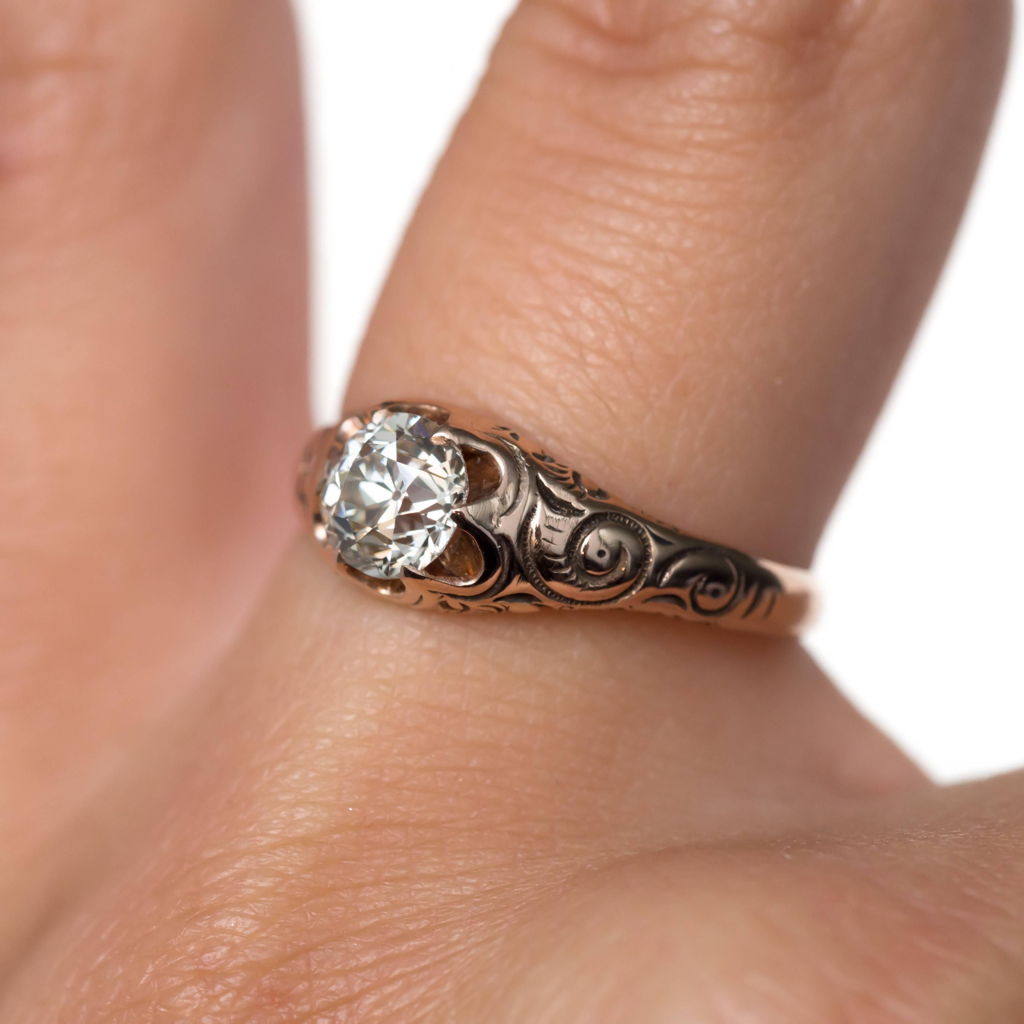 1900 Late Victorian 14 Karat Yellow Gold 0.86 Carat Diamond Engagement Ring 3