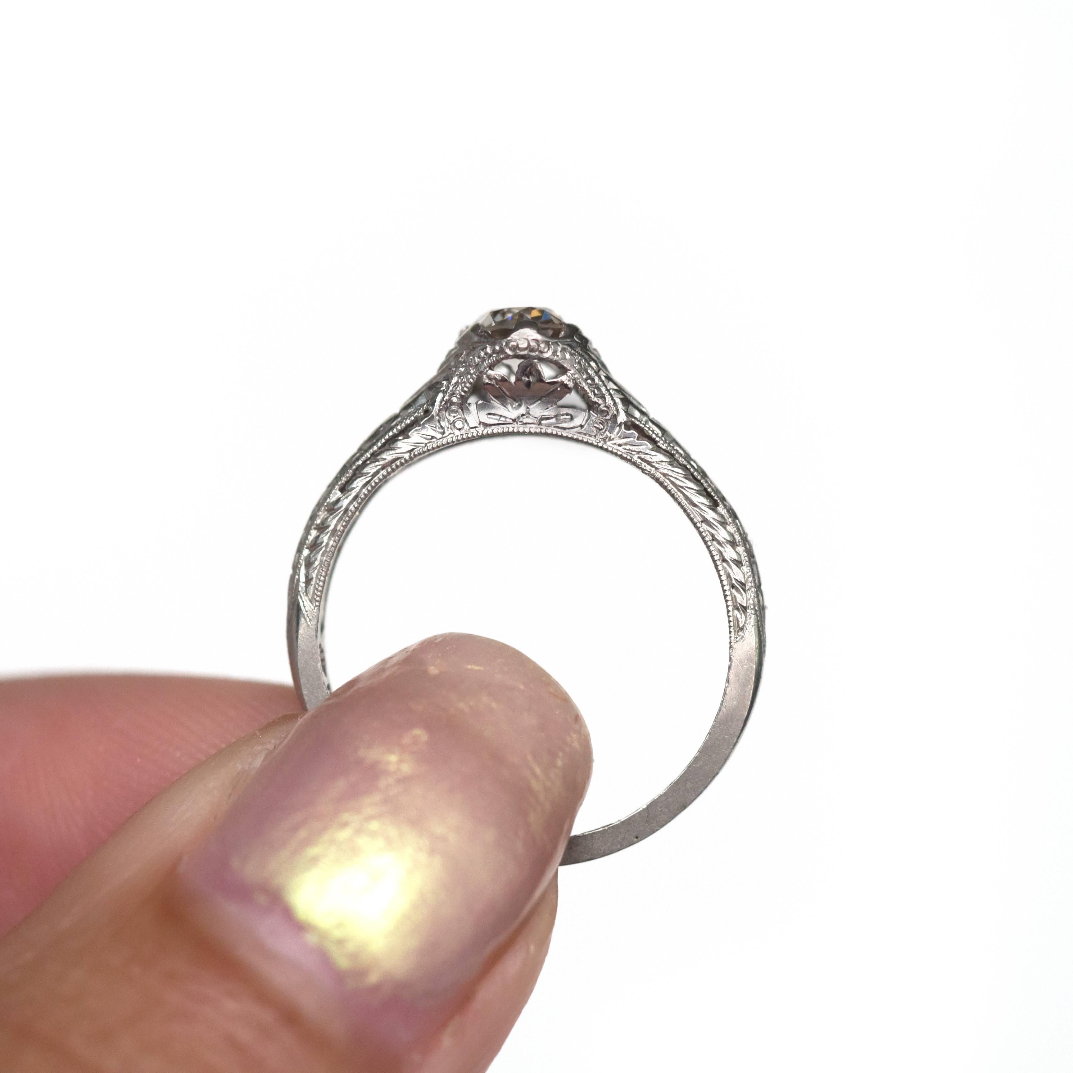 1910 Edwardian .40 Carat Old European Brilliant Platinum Engagement Ring 1