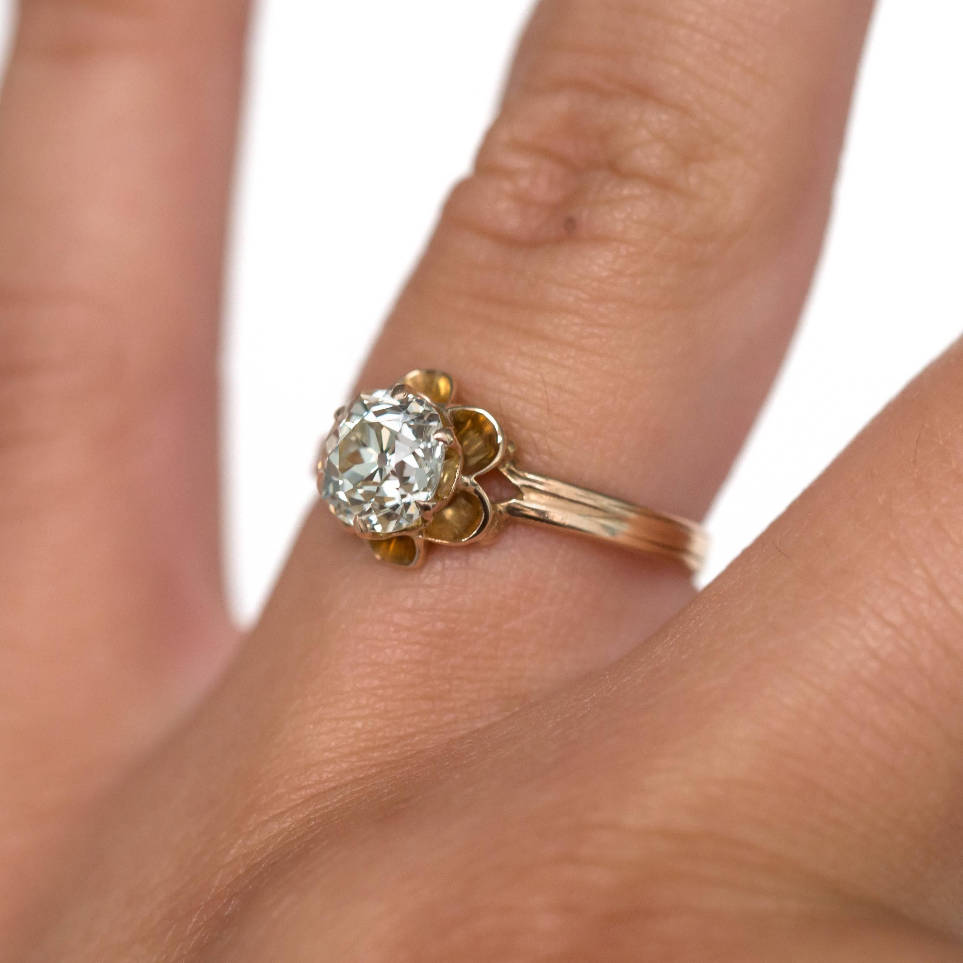 1890s Victorian 1.05 Carat Diamond 14 Karat Yellow Gold Engagement Ring 1