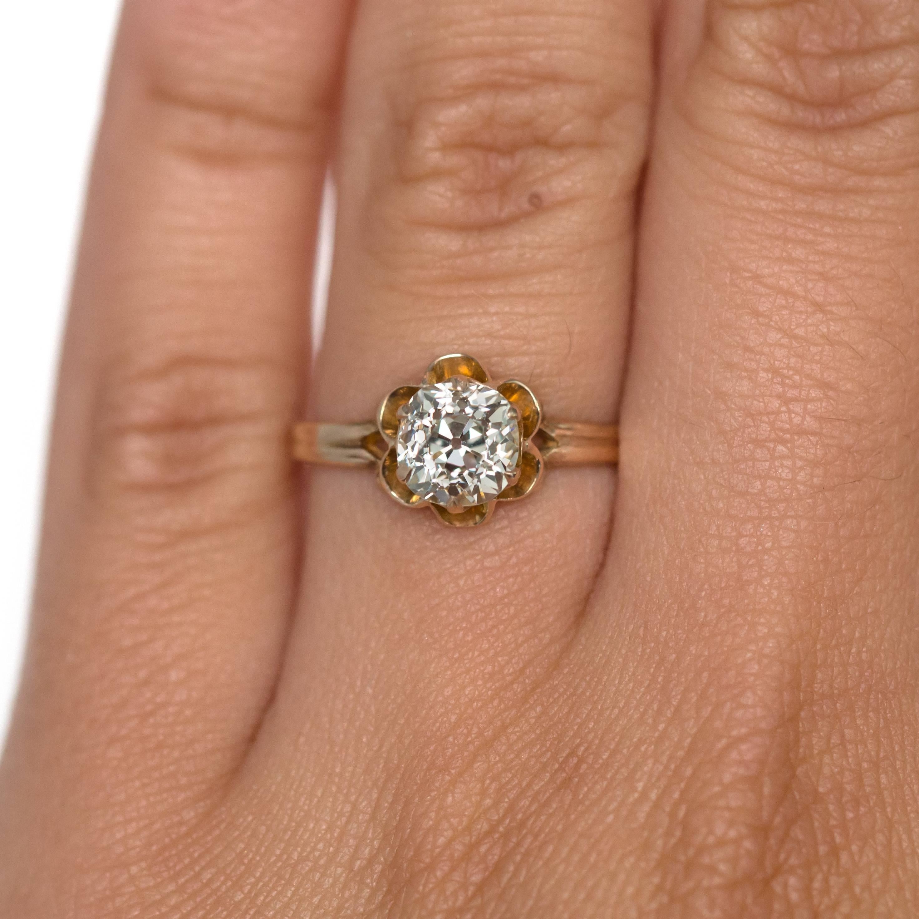 Women's 1890s Victorian 1.05 Carat Diamond 14 Karat Yellow Gold Engagement Ring