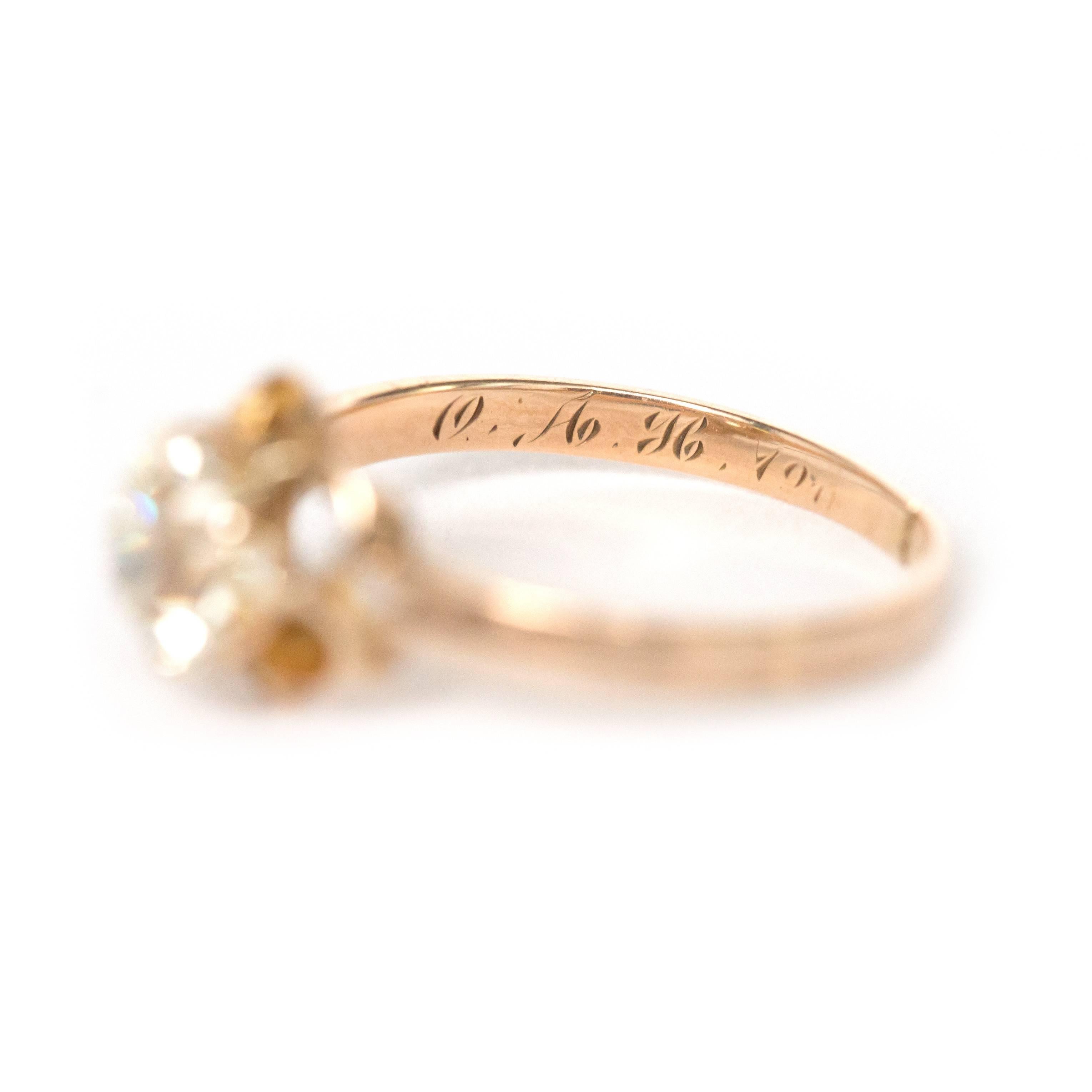 1890s Victorian 1.05 Carat Diamond 14 Karat Yellow Gold Engagement Ring In Excellent Condition In Atlanta, GA
