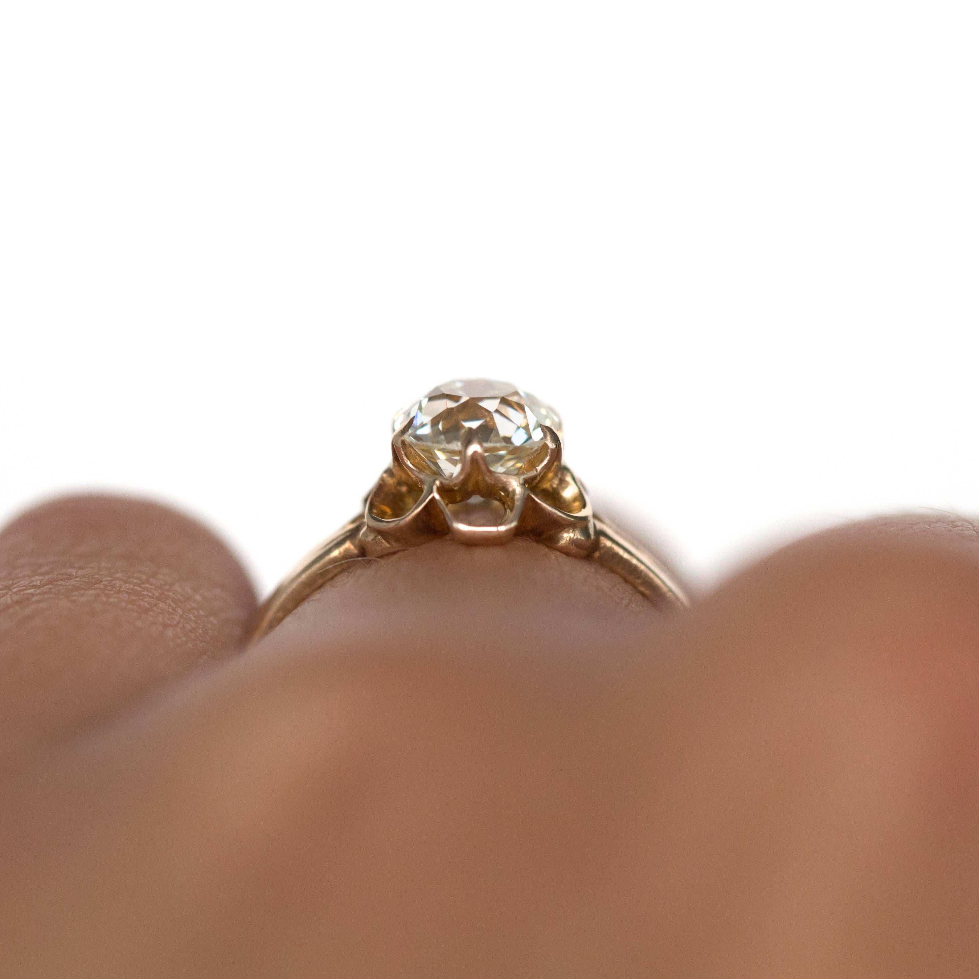1890s Victorian 1.05 Carat Diamond 14 Karat Yellow Gold Engagement Ring 2
