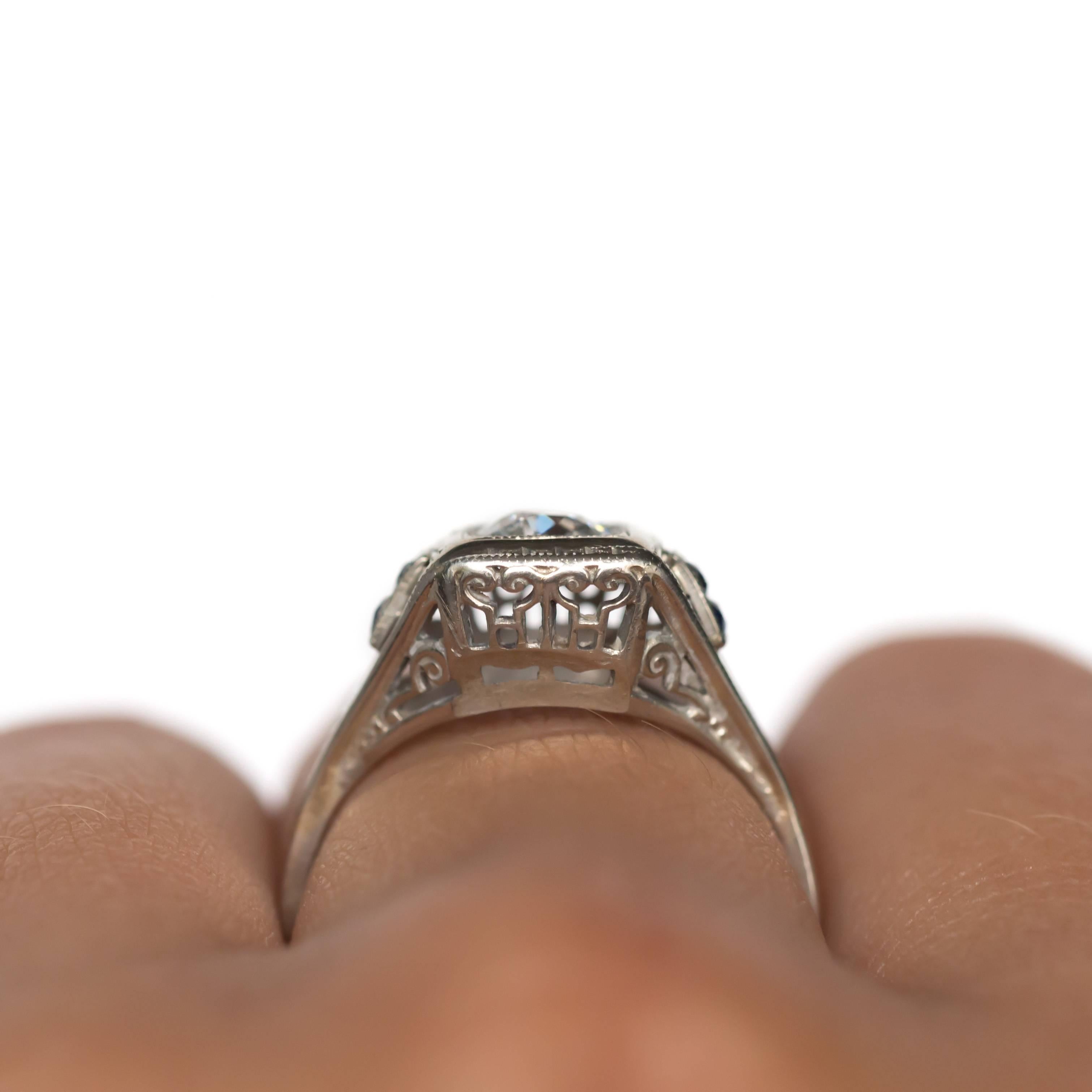 Women's 1930s Art Deco .40 Carat Diamond 14 Karat White Gold Engagement Ring