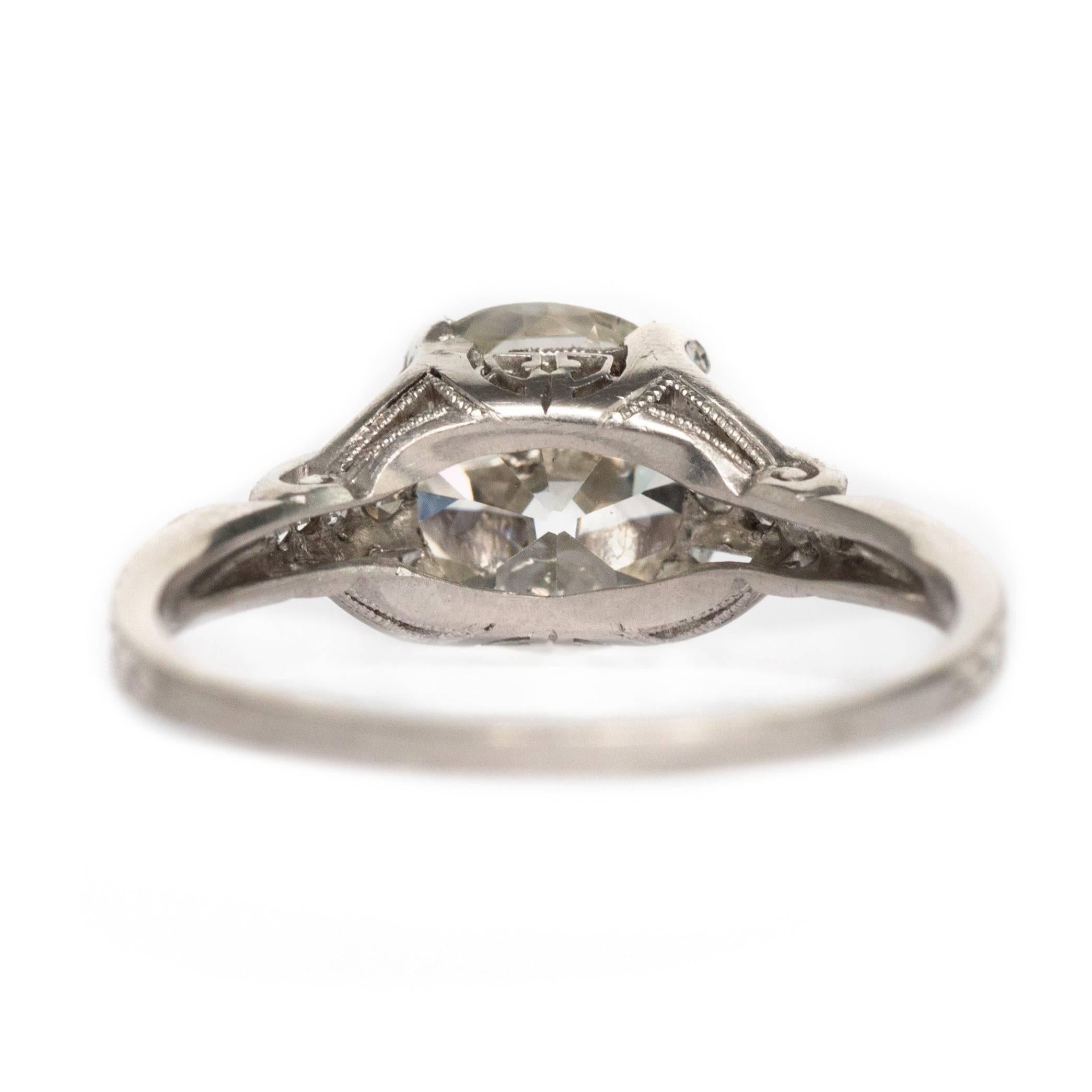 1910 Edwardian Platinum GIA Certified 2.35 Carat Diamond Engagement Ring In Excellent Condition In Atlanta, GA