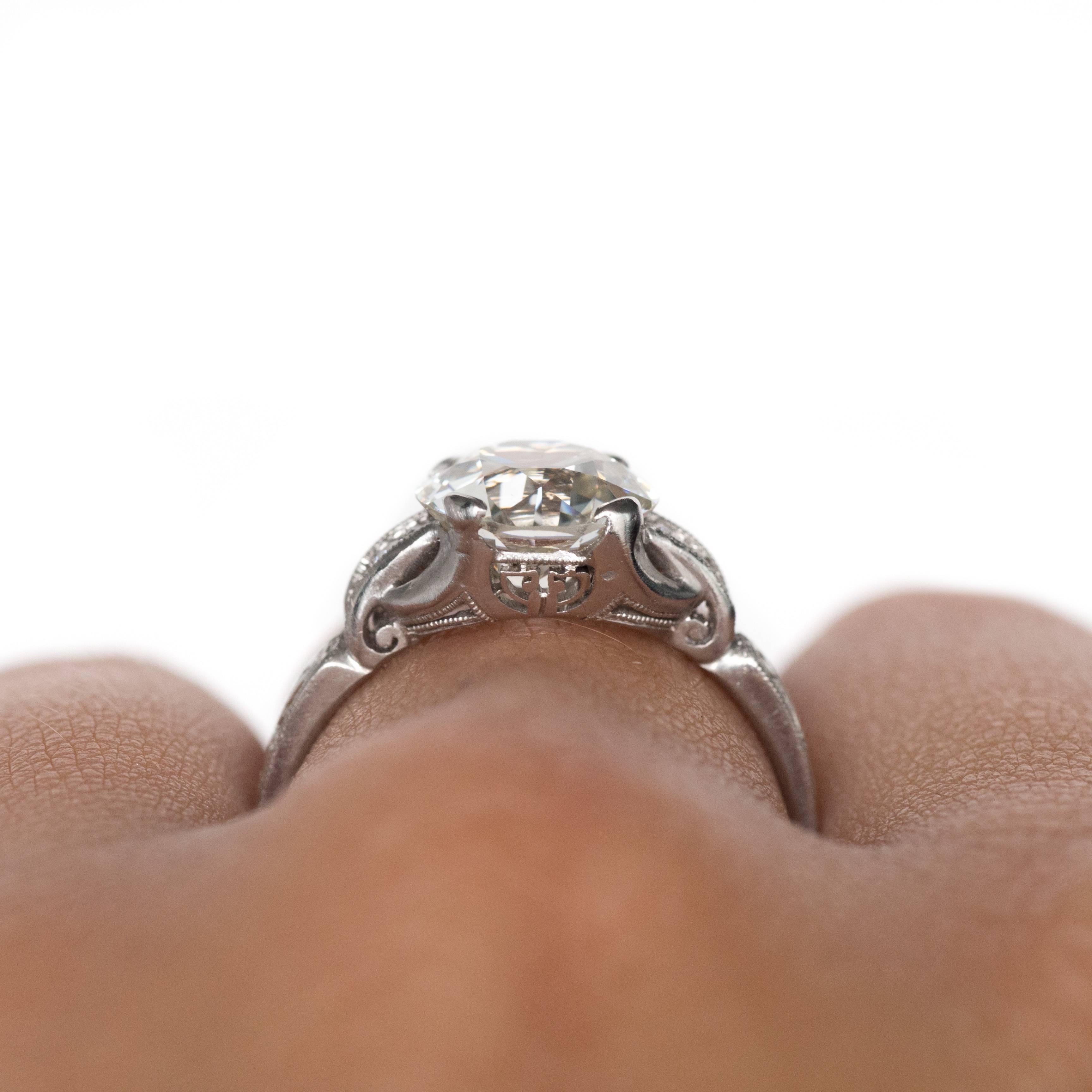 1910 Edwardian Platinum GIA Certified 2.35 Carat Diamond Engagement Ring 3