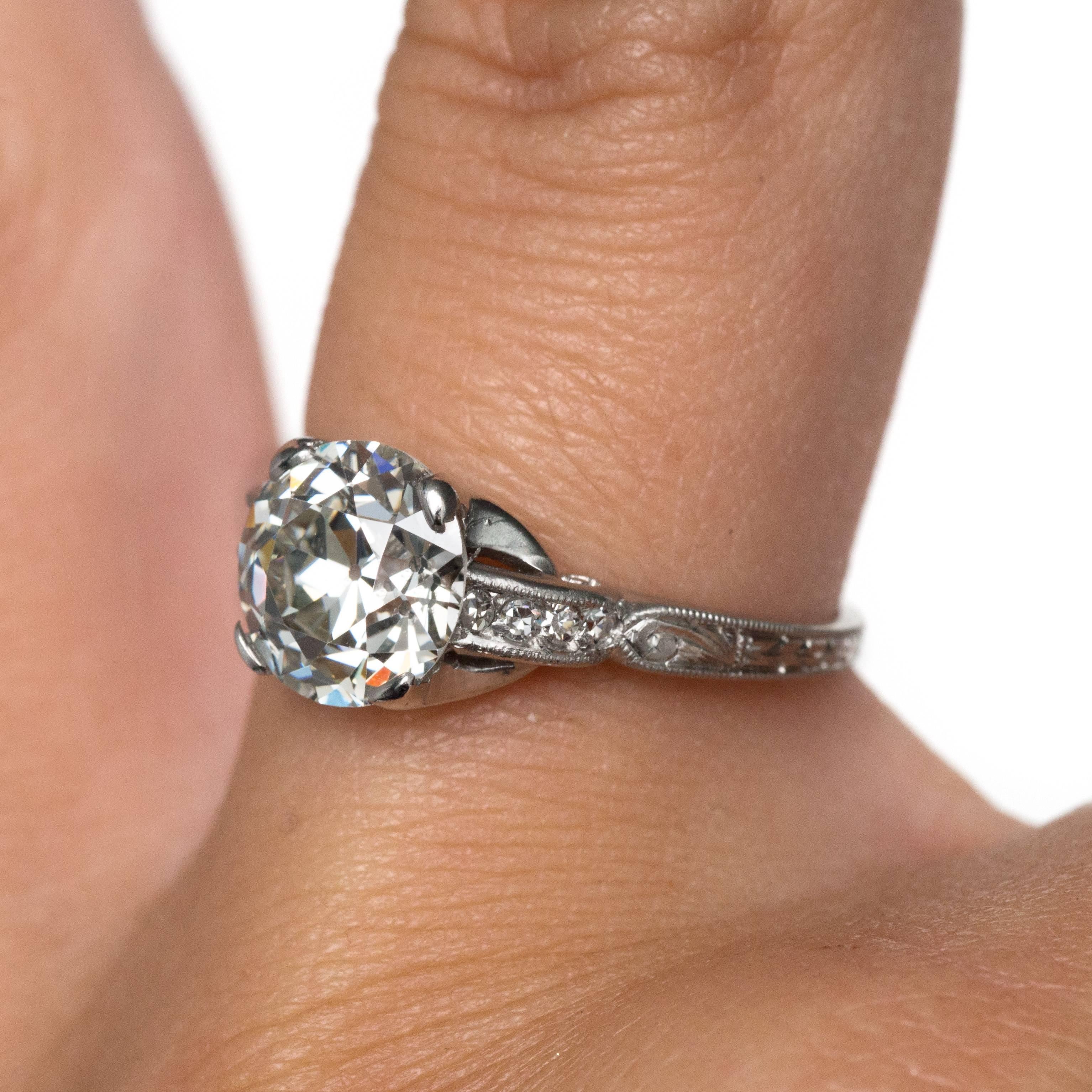 1910 Edwardian Platinum GIA Certified 2.35 Carat Diamond Engagement Ring 2