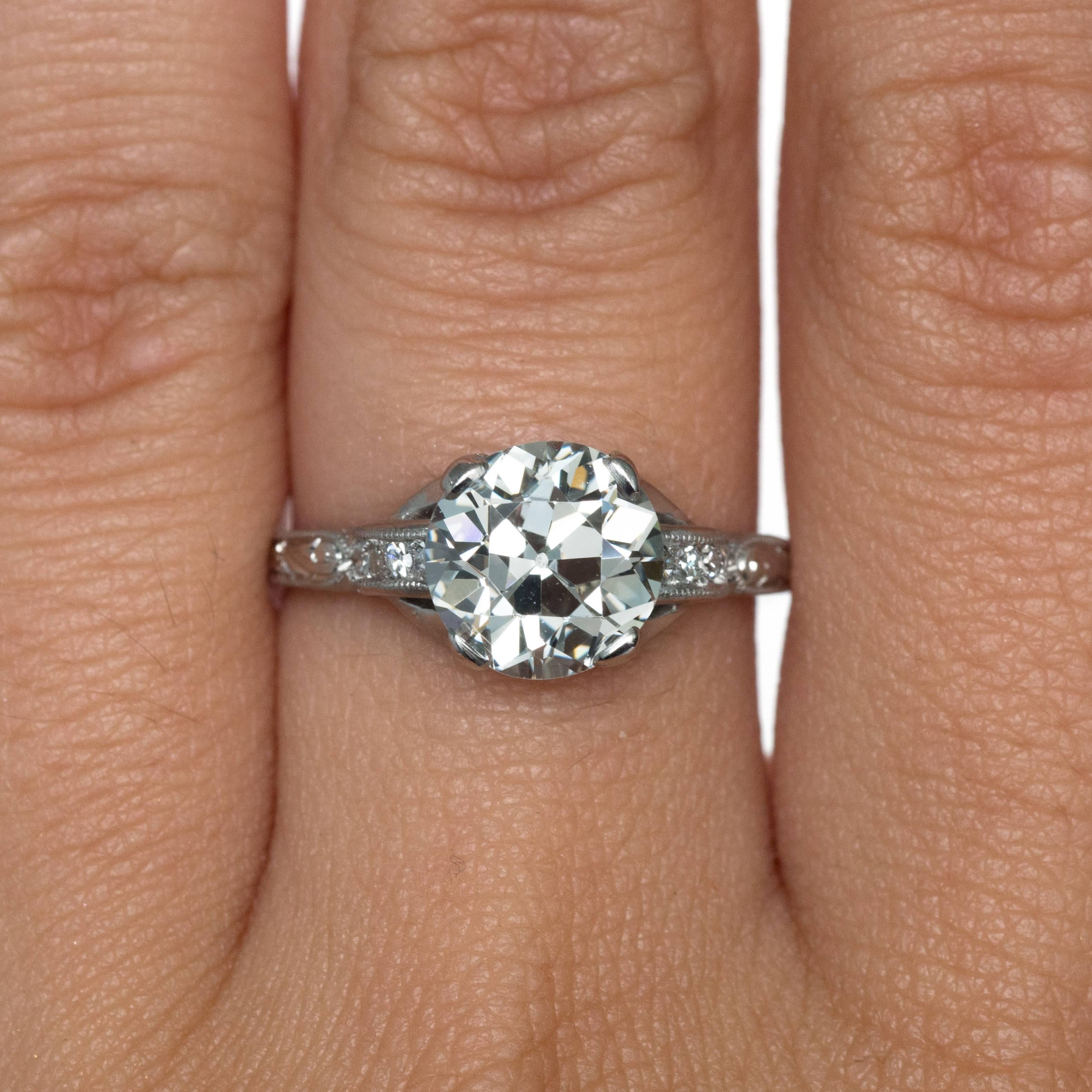 1910 Edwardian Platinum GIA Certified 2.35 Carat Diamond Engagement Ring 1