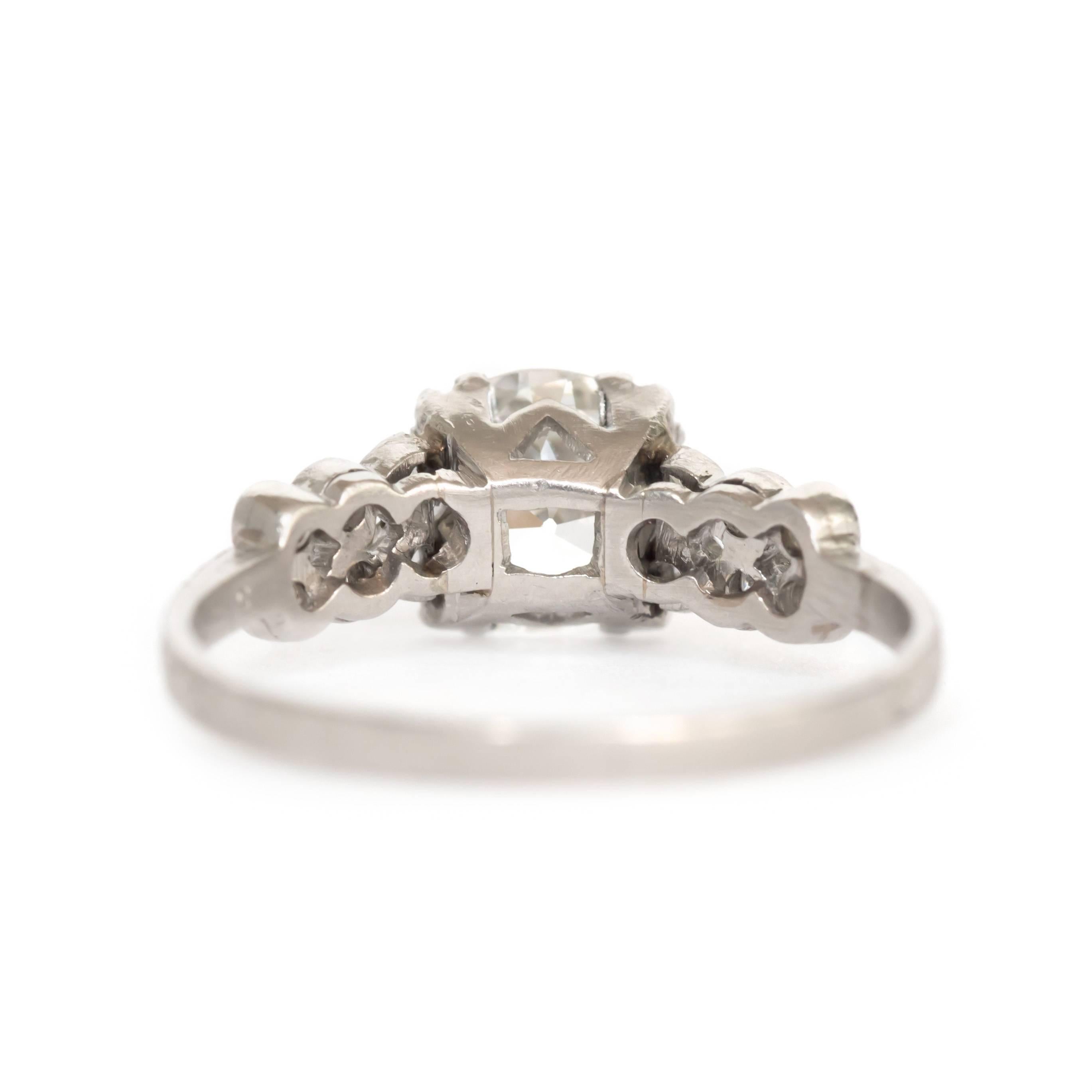 Women's 1920 Art Deco Platinum GIA Certified 1.20 Carat Diamond Engagement Ring For Sale