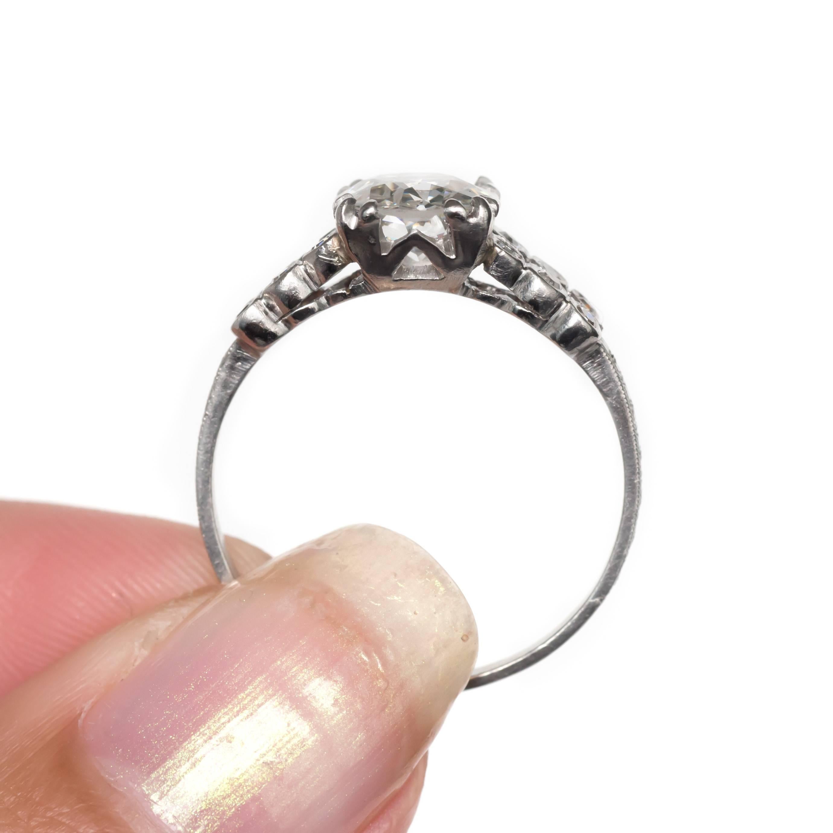 1920 Art Deco Platinum GIA Certified 1.20 Carat Diamond Engagement Ring For Sale 1