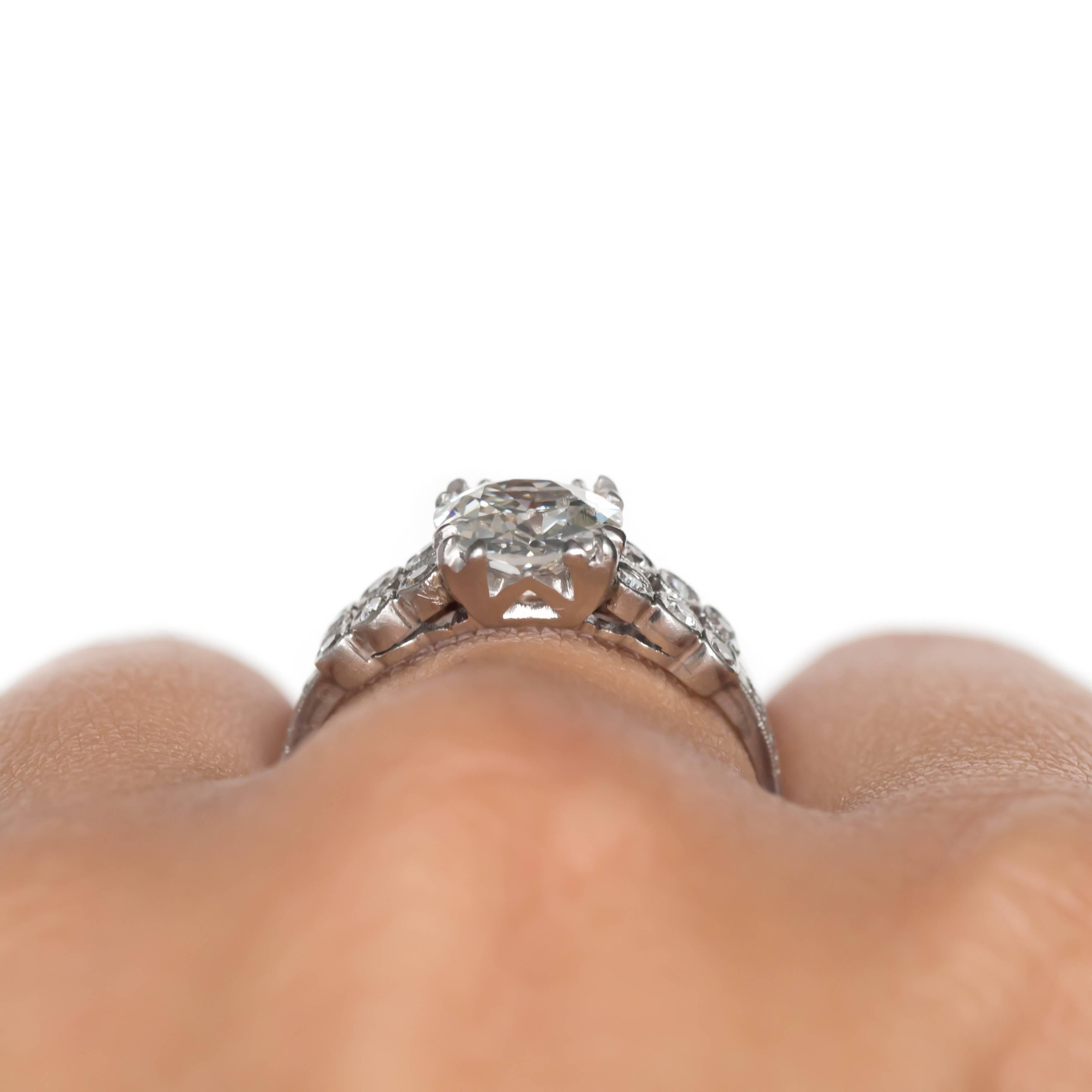 1920 Art Deco Platinum GIA Certified 1.20 Carat Diamond Engagement Ring For Sale 4