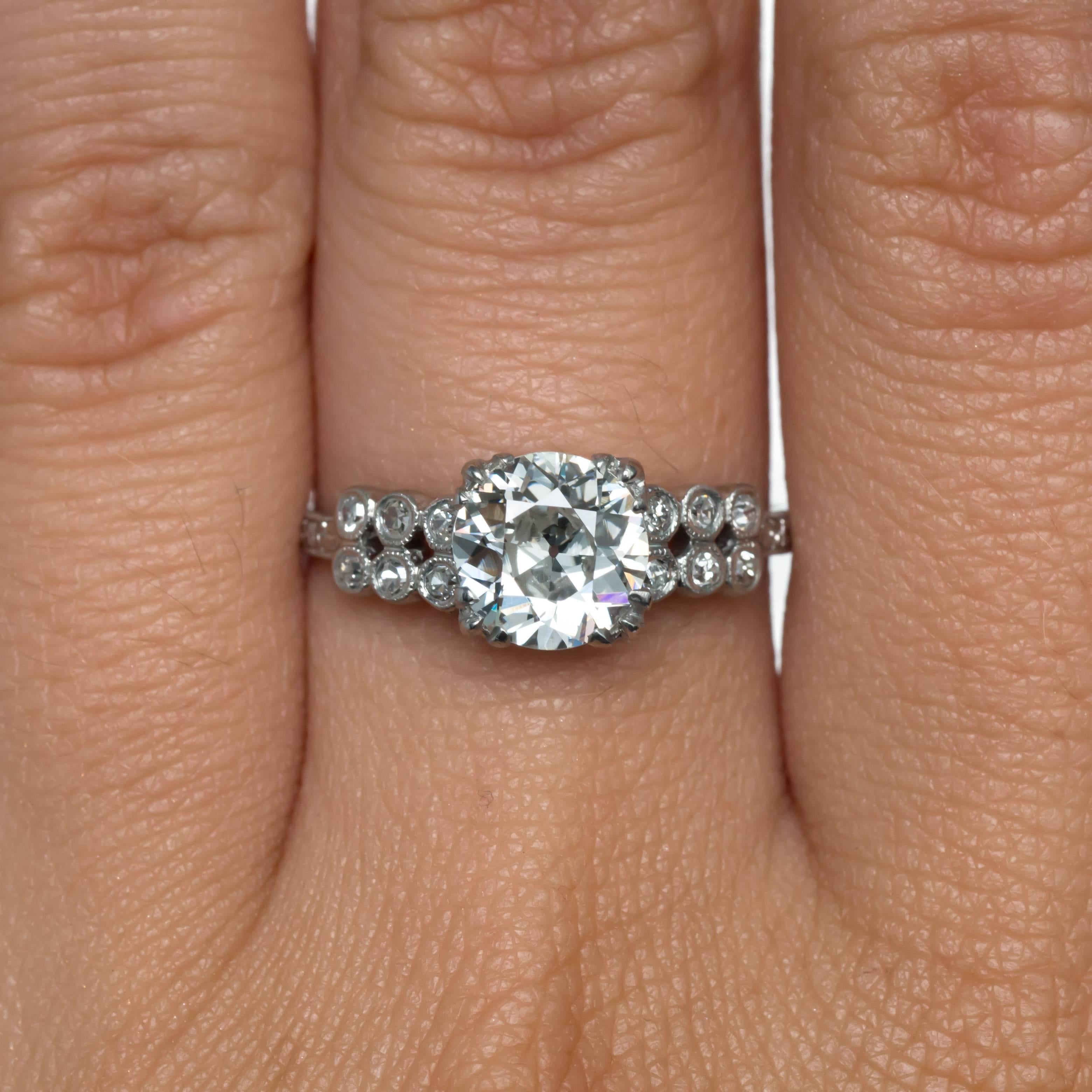 1920 Art Deco Platinum GIA Certified 1.20 Carat Diamond Engagement Ring For Sale 2