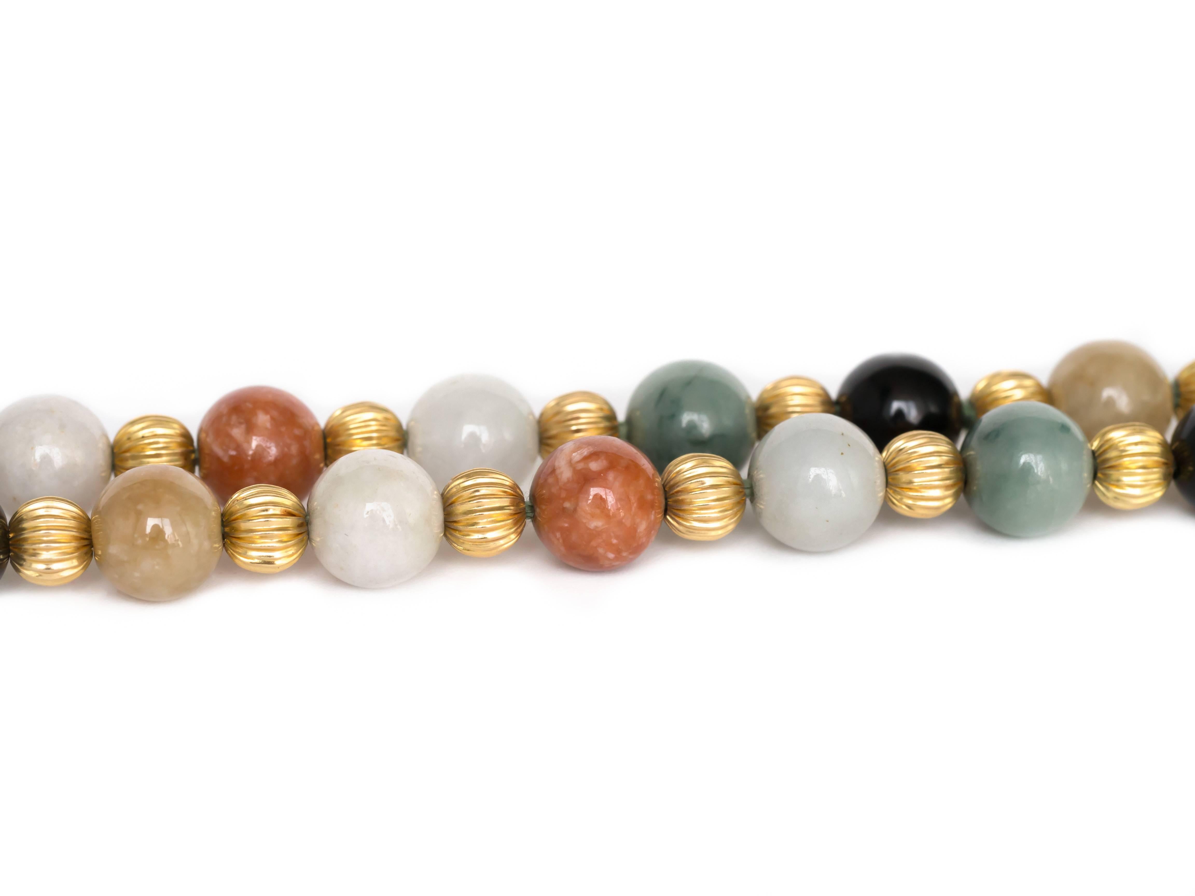 Contemporary 14 Karat Yellow Gold Dyed Jade Beaded Necklace