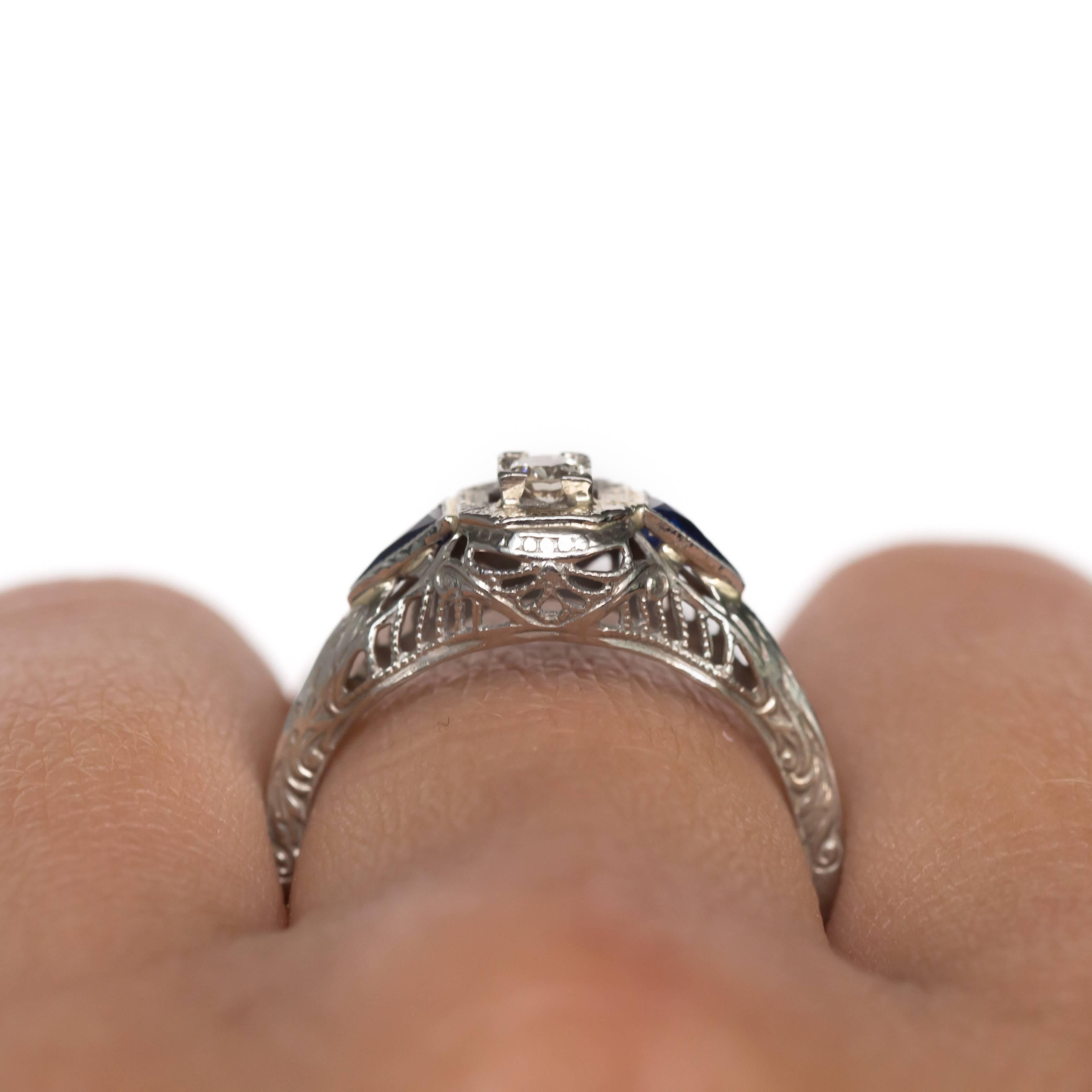 .05 Carat 18 Karat White Gold Diamond and Sapphire Engagement Ring 1