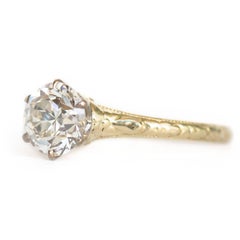 GIA Certified 1.11 Carat 18 Karat Yellow Gold and Platinum Diamond Ring