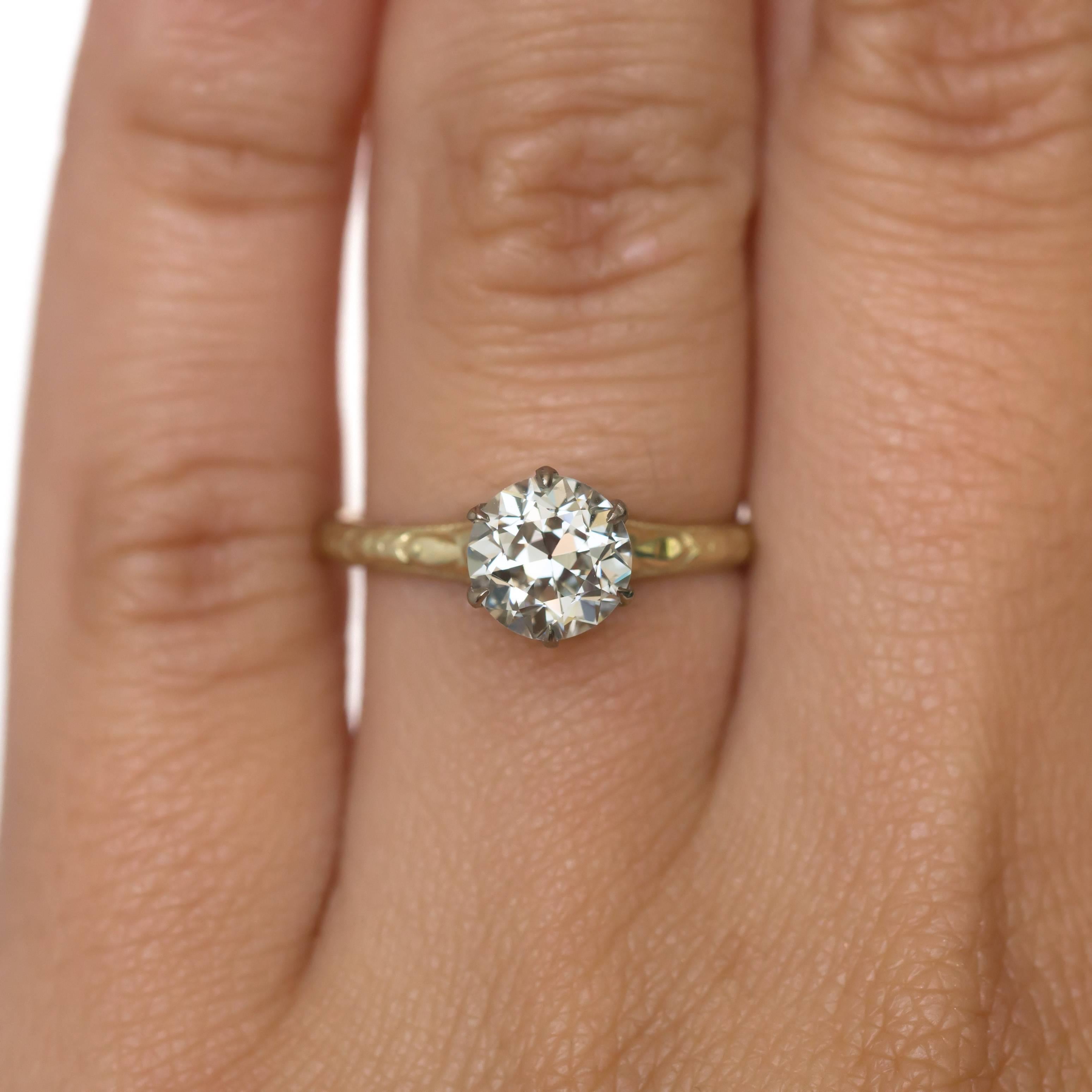 Edwardian GIA Certified 1.11 Carat 18 Karat Yellow Gold and Platinum Diamond Ring For Sale