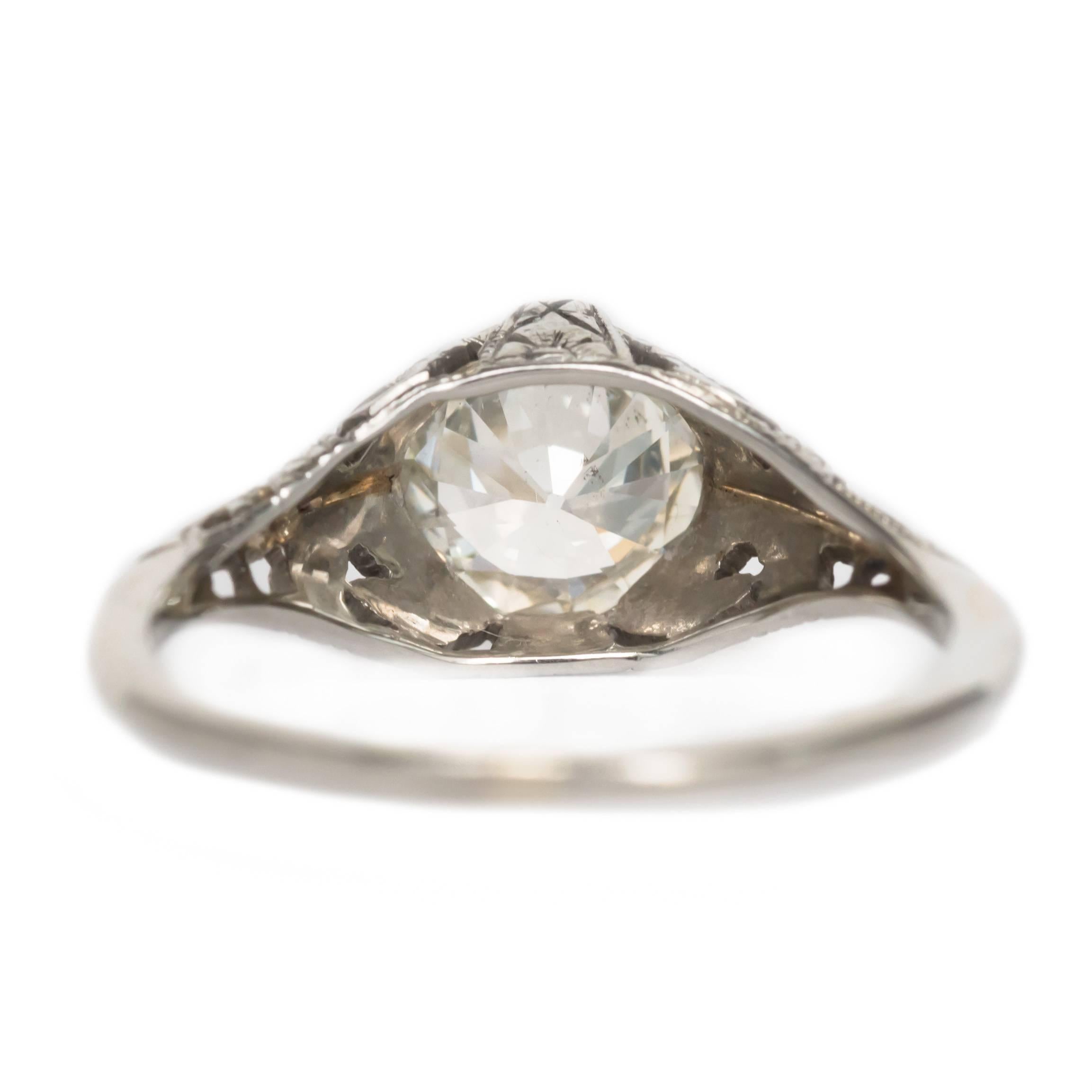 Edwardian GIA Certified 1.06 Carat 18 Karat White Gold Diamond Engagement Ring