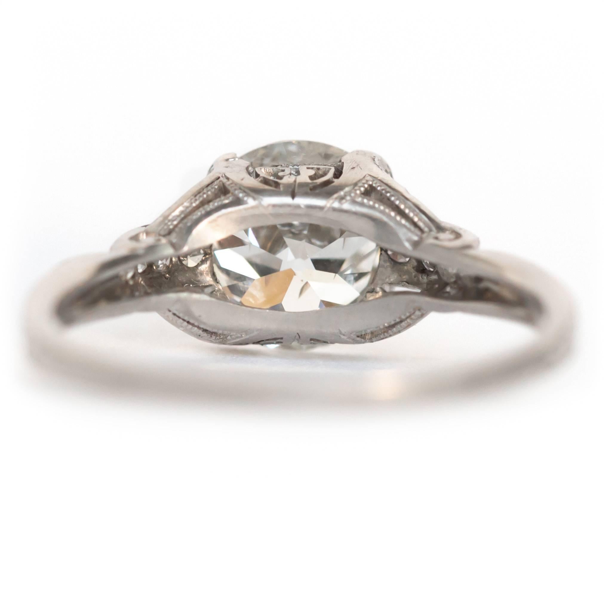 GIA Certified 2.01 Carat Platinum Diamond Engagement Ring In Excellent Condition In Atlanta, GA
