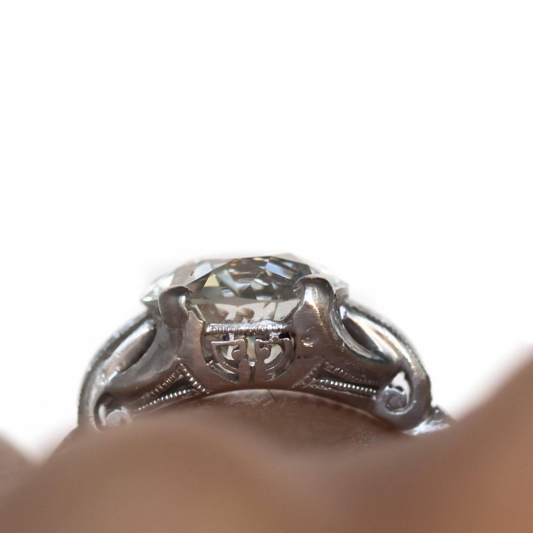 GIA Certified 2.01 Carat Platinum Diamond Engagement Ring 1