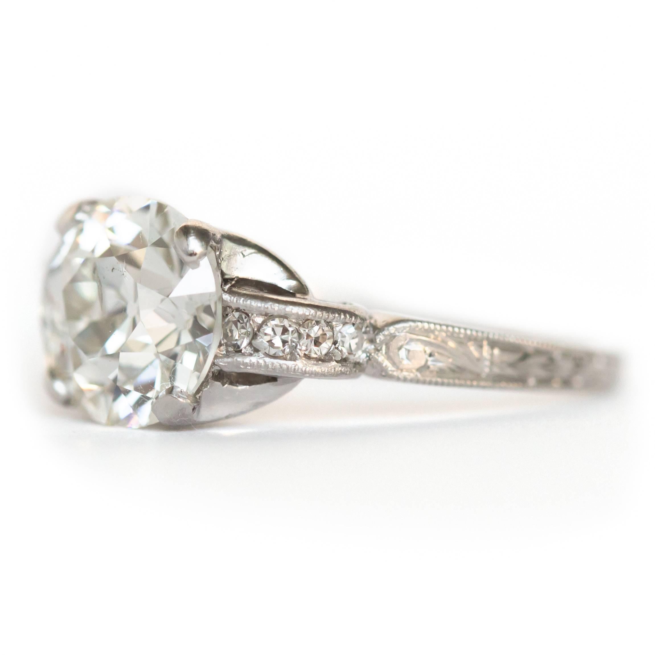 Edwardian GIA Certified 2.01 Carat Platinum Diamond Engagement Ring