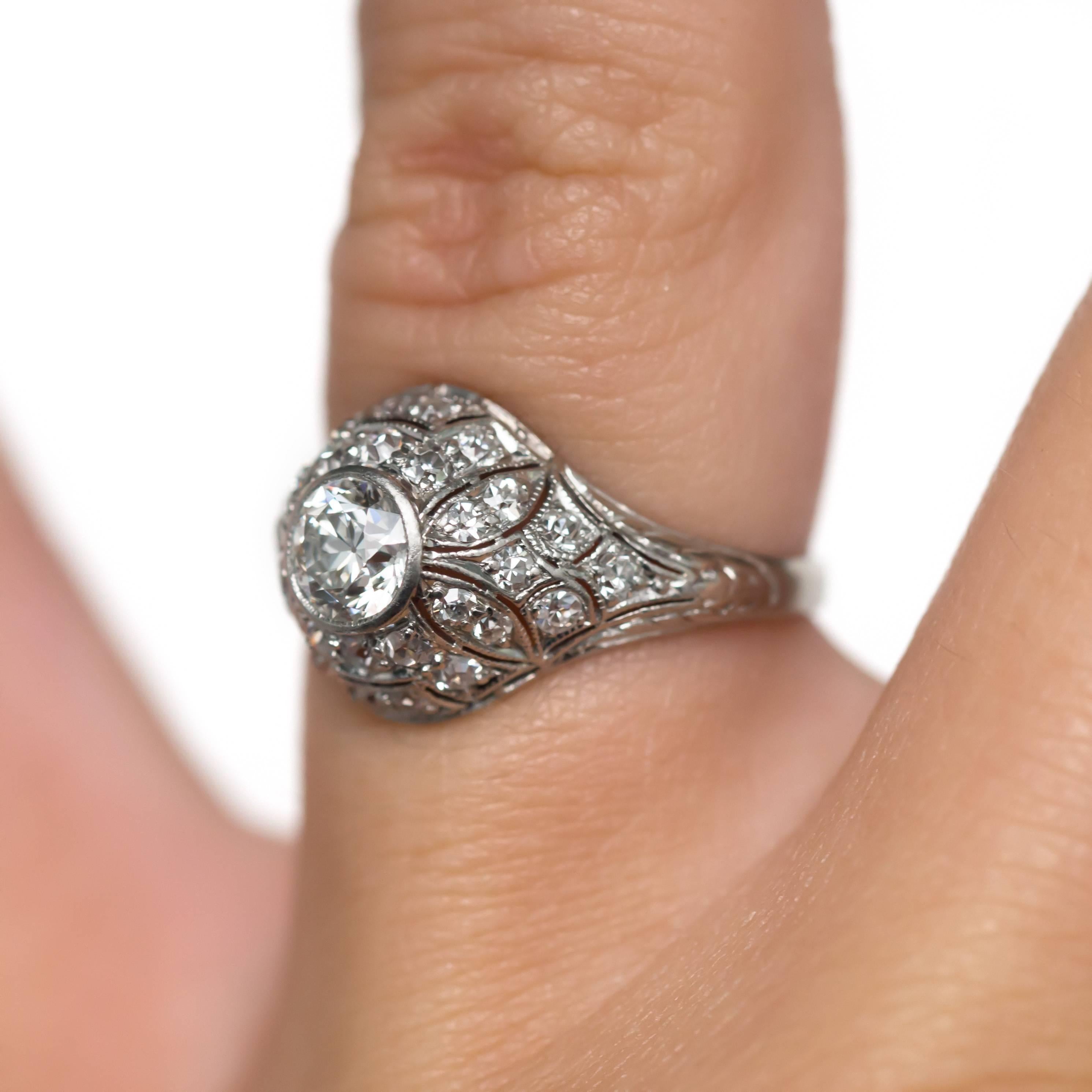 Old European Cut .40 Carat Platinum Diamond Engagement Ring