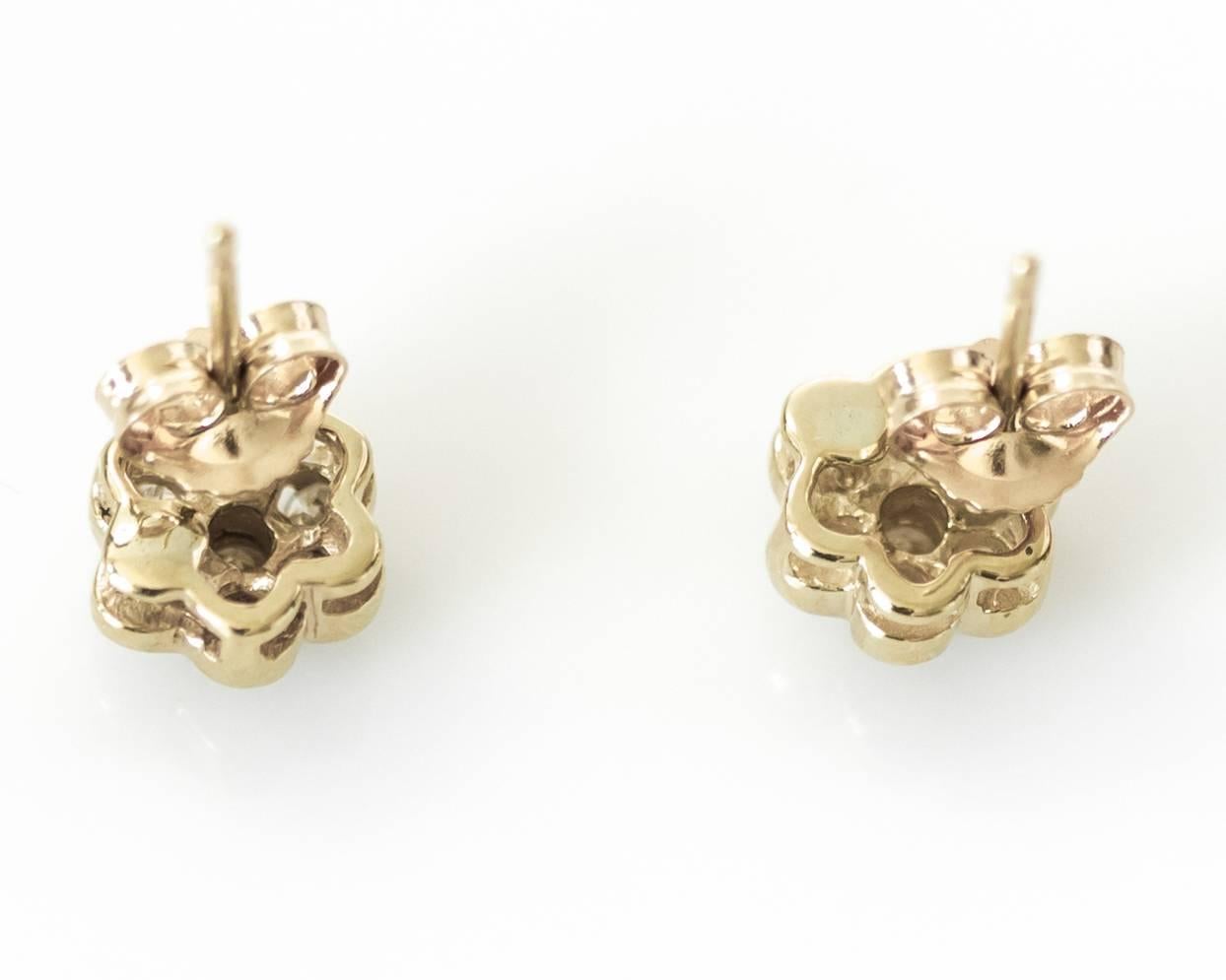 Women's Diamond and 14K Gold Floral Stud Earrings