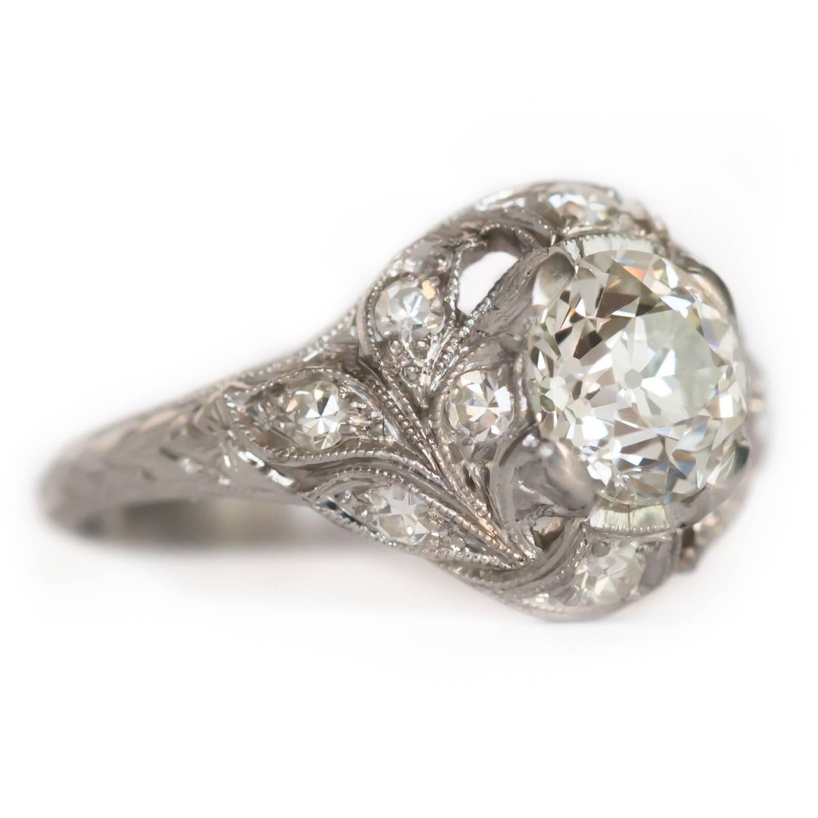Edwardian GIA Certified 0.76 Carat Diamond Platinum Engagement Ring